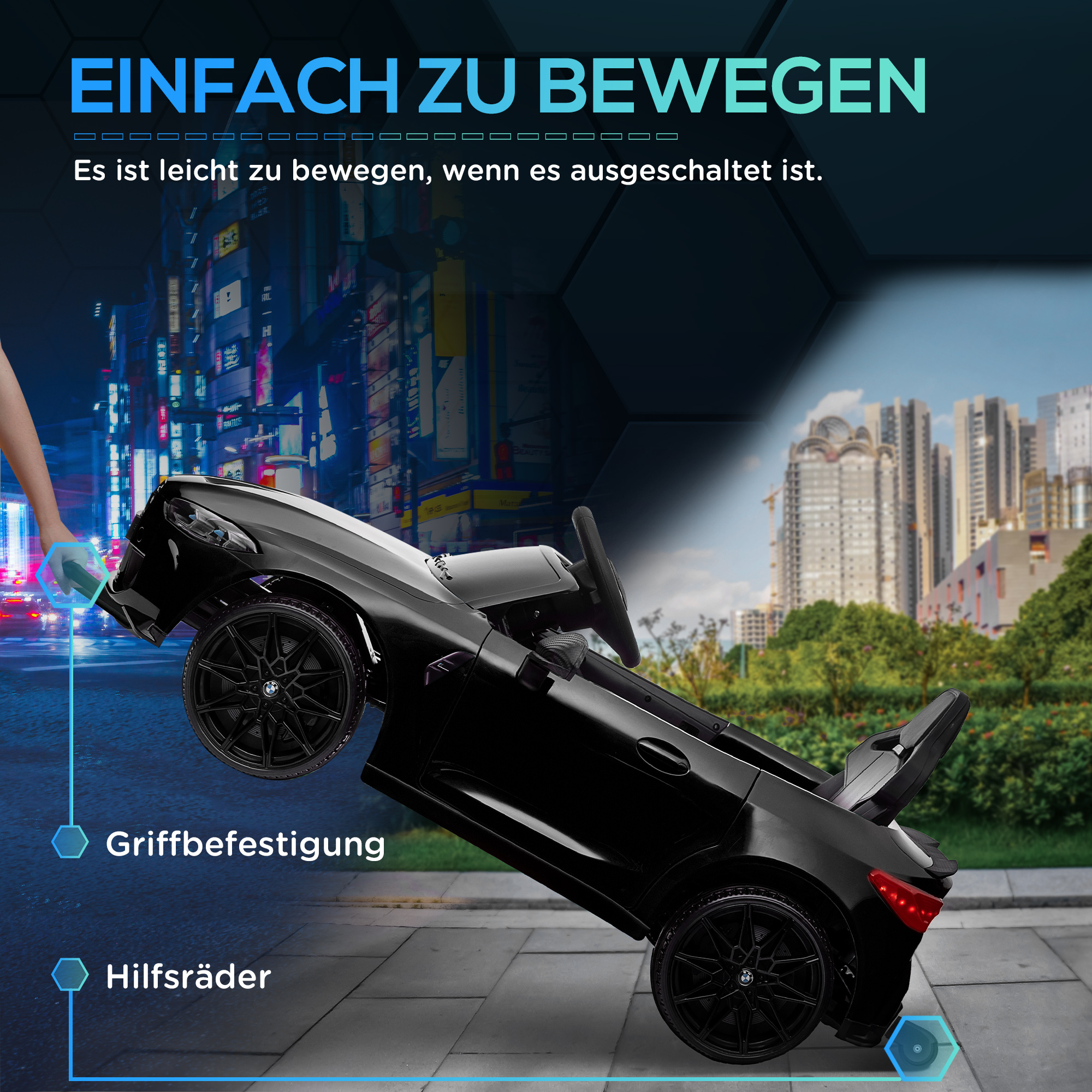 BMW M4 elektrinis vaikiškas automobilis, juodas, 108 x 69,5 x 51 cm - Image 5