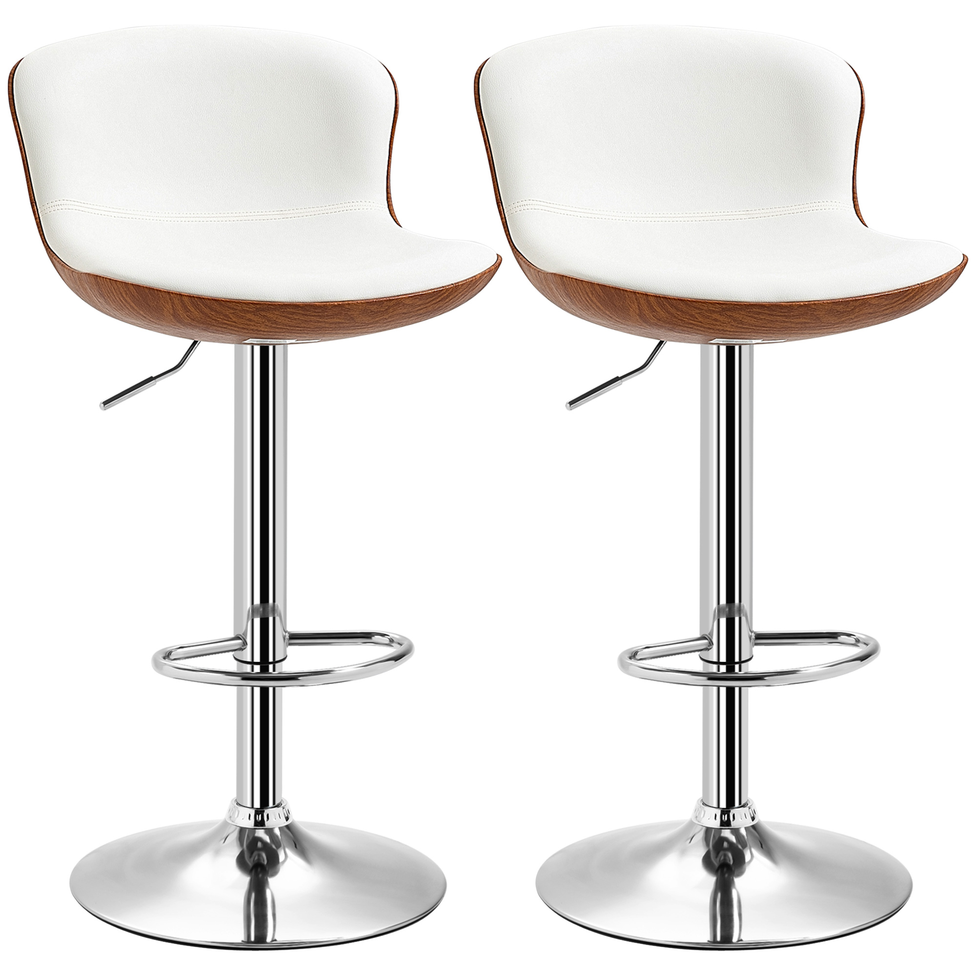 2 tk baaritoolid, reguleeritava kõrgusega, metallraam, pöörlev iste, kreemvalge