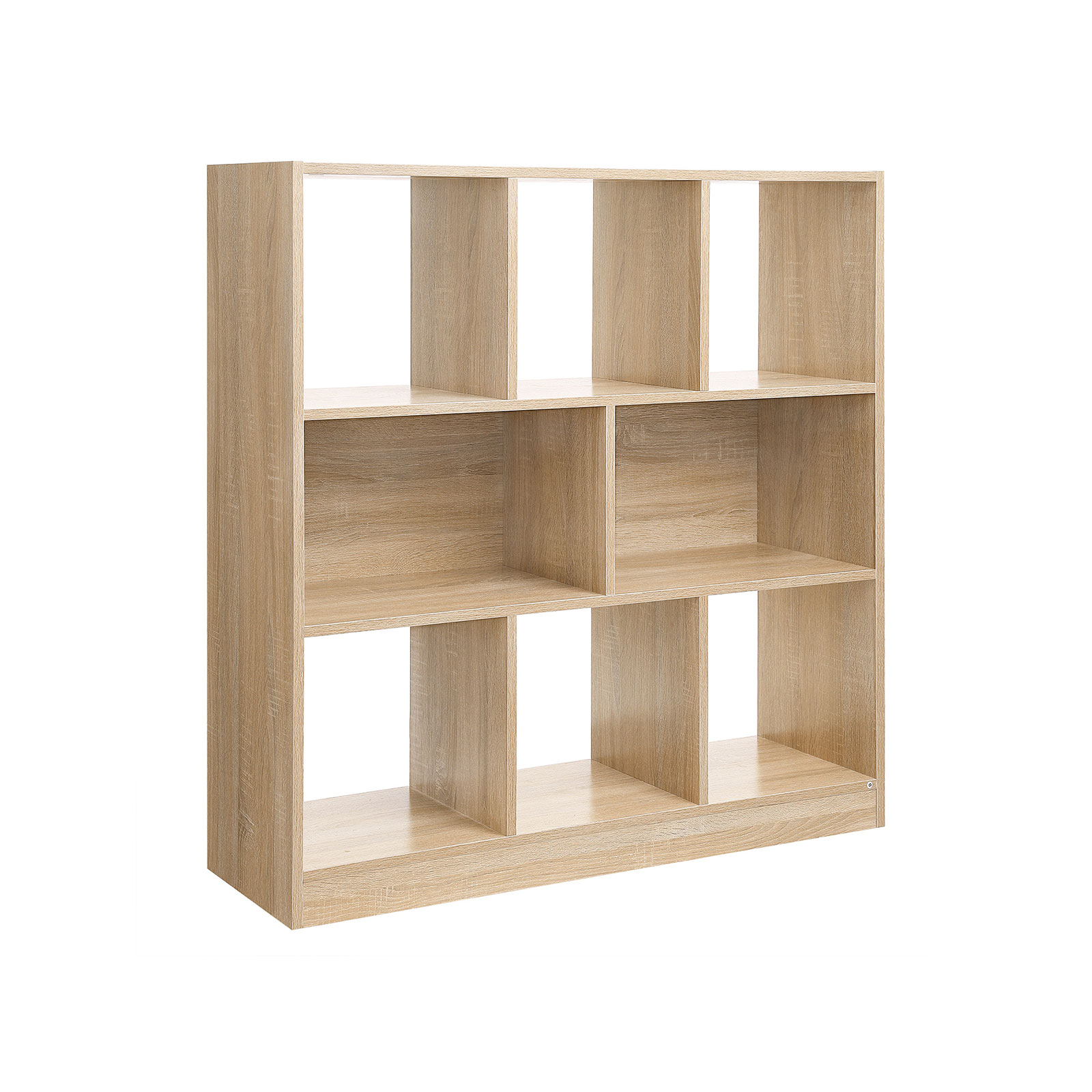 Kirjahylly 8 avoimella lokerolla, 97,5 x 100 x 30 cm, tammenvärinen