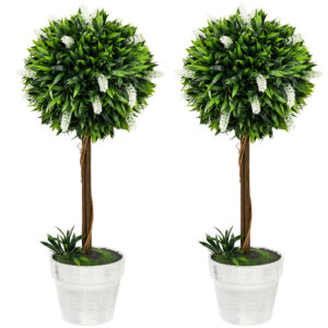 2 tk kunstlikud lavendlipuud, 60 cm, valge