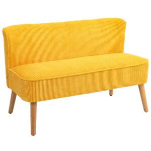2-kohaline diivan, elegantne skandinaavia disain, täispuidust raam, kollane, 117 x 56,5 x 77 cm