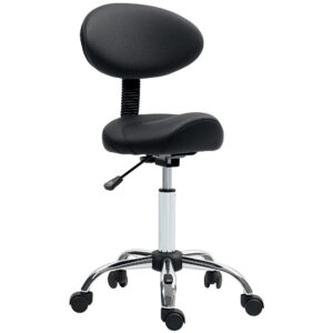 Reguleeritav ratastel taburet seljatoega, must, 83-98 cm