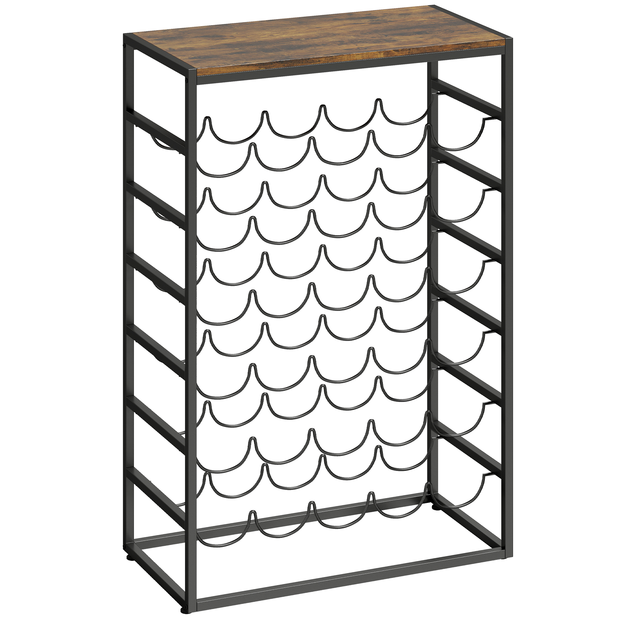Vabalt seisv veiniriiul 30 pudelile, metallist, 59 x 30 x 88,5 cm, rustikaalne pruun