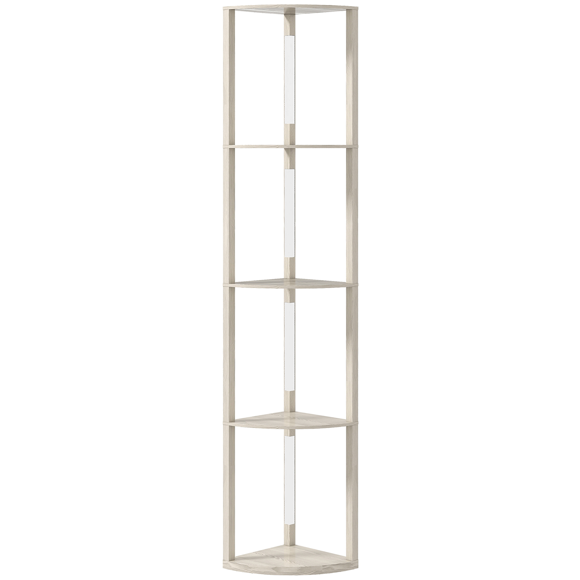 LED põrandalamp riiulitega, 4 riiulit, 41 x 29,5 x 163,5 cm, tammevärvi