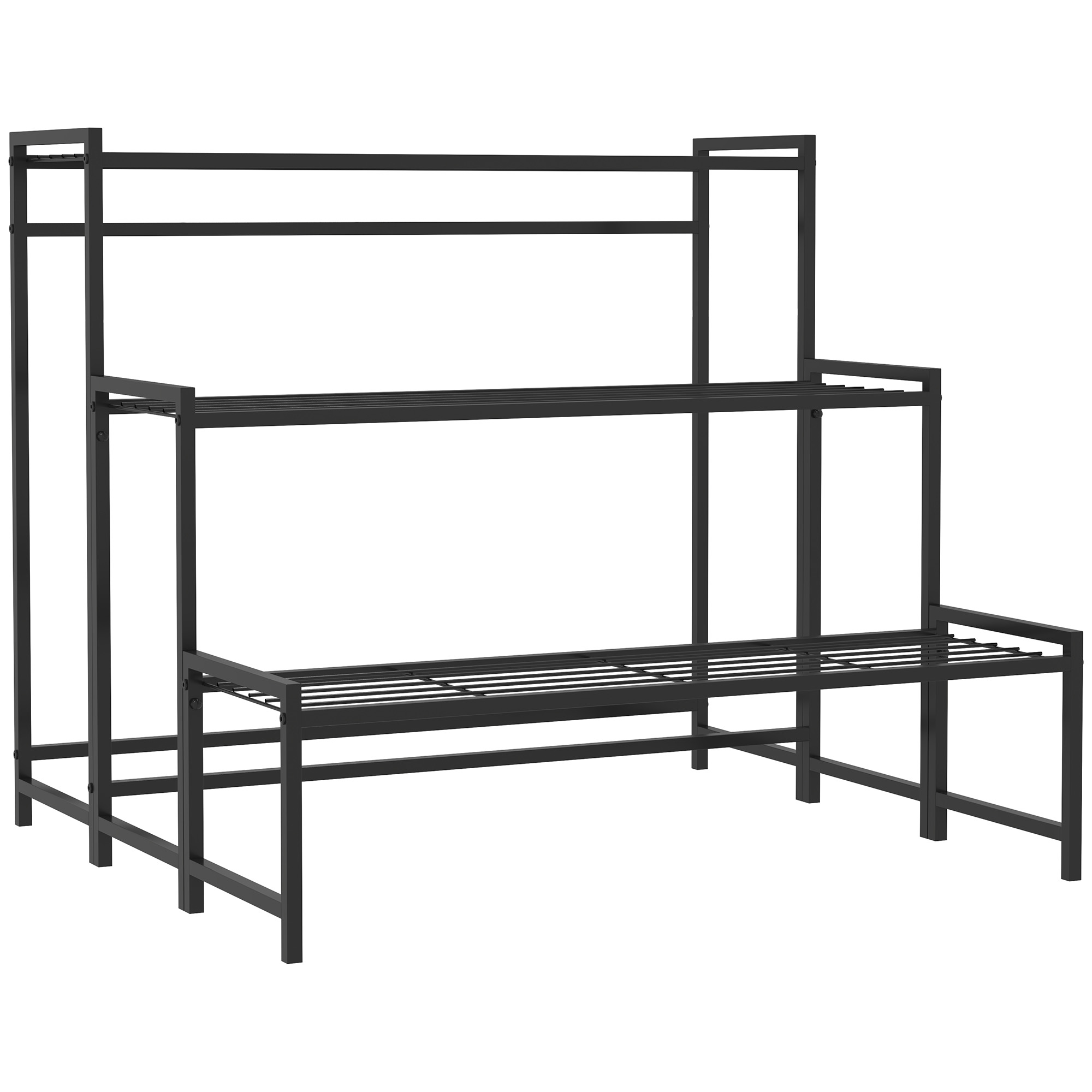 3-tasandiline lillealus, metallist, must, 75 x 70 x 66 cm