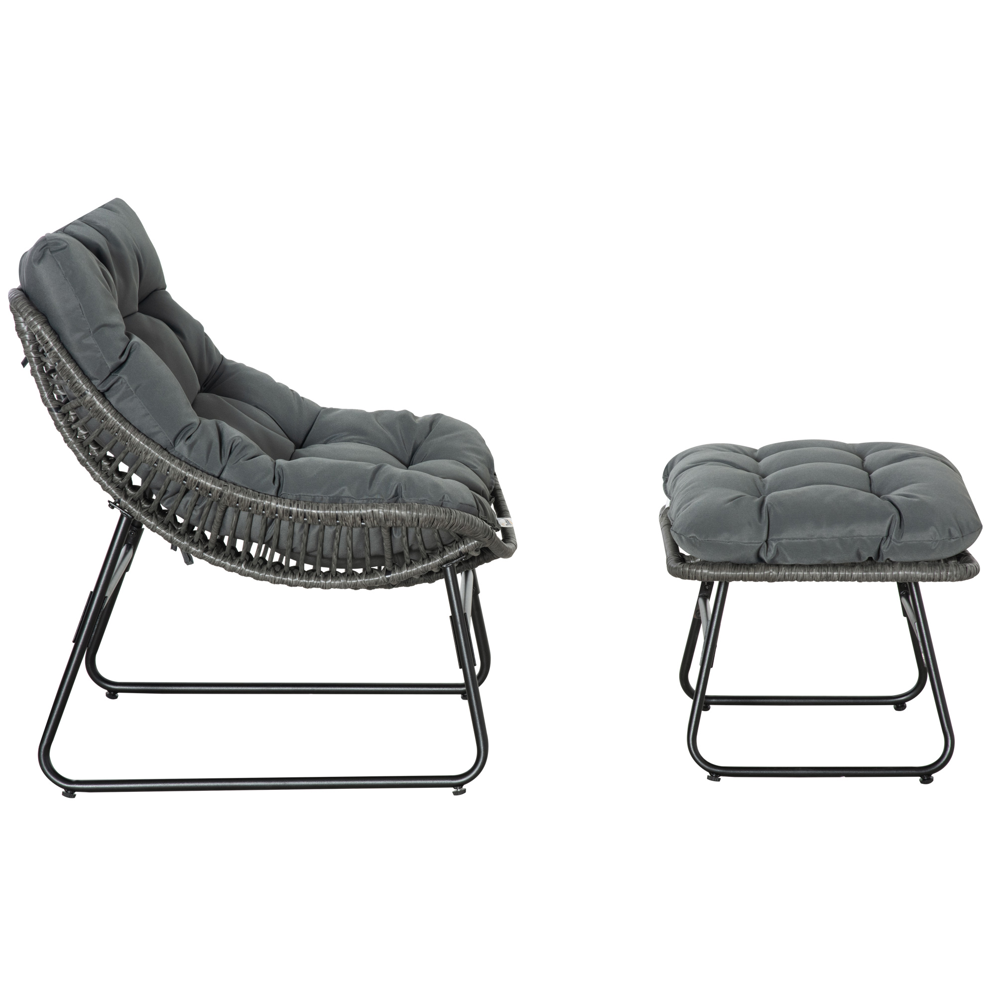 Rottinkinen lepotuolisarja jalkatuella, harmaa, 2-osainen, 69 x 76 x 70 cm - Image 8