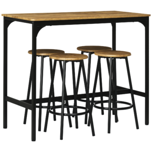 5-osaline baarilaua komplekt, industriaalne disain, rustikalne pruun, 110 x 50 x 89,5 cm