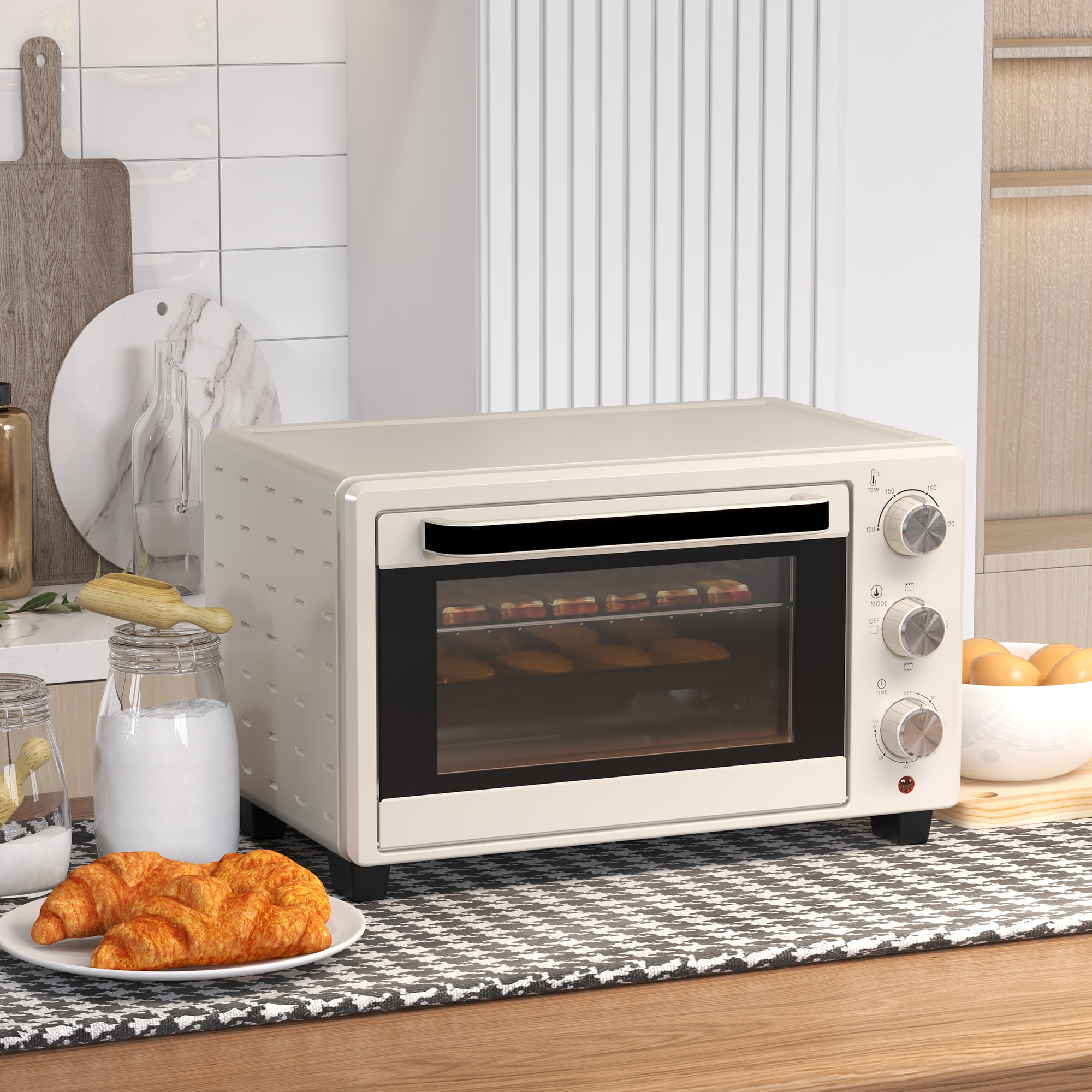 Mini orkaitė, 21 l, 1400 W, kreminė balta, nerūdijantis plienas - Image 9