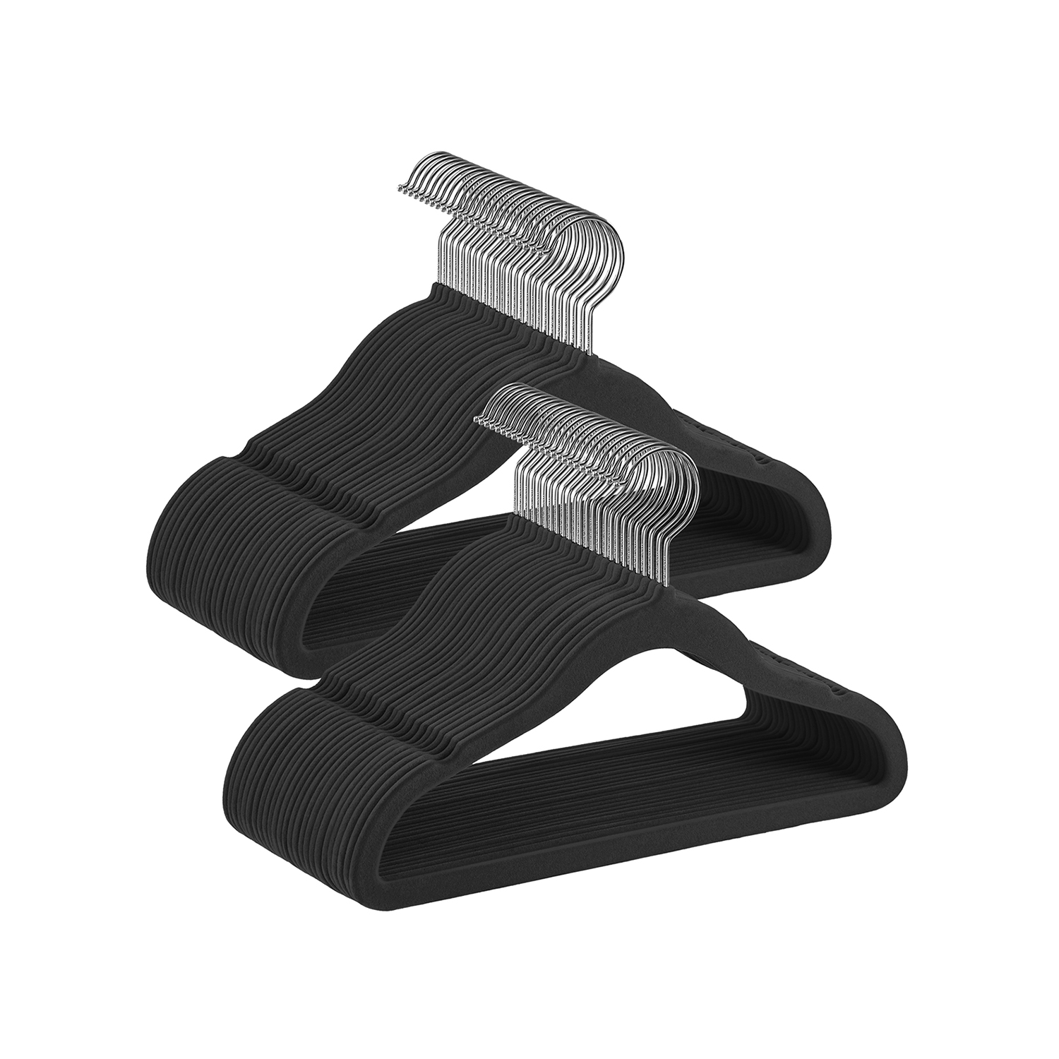 Laste riidepuud, 50 tk, sametiga, 30 x 20,5 cm, mustad