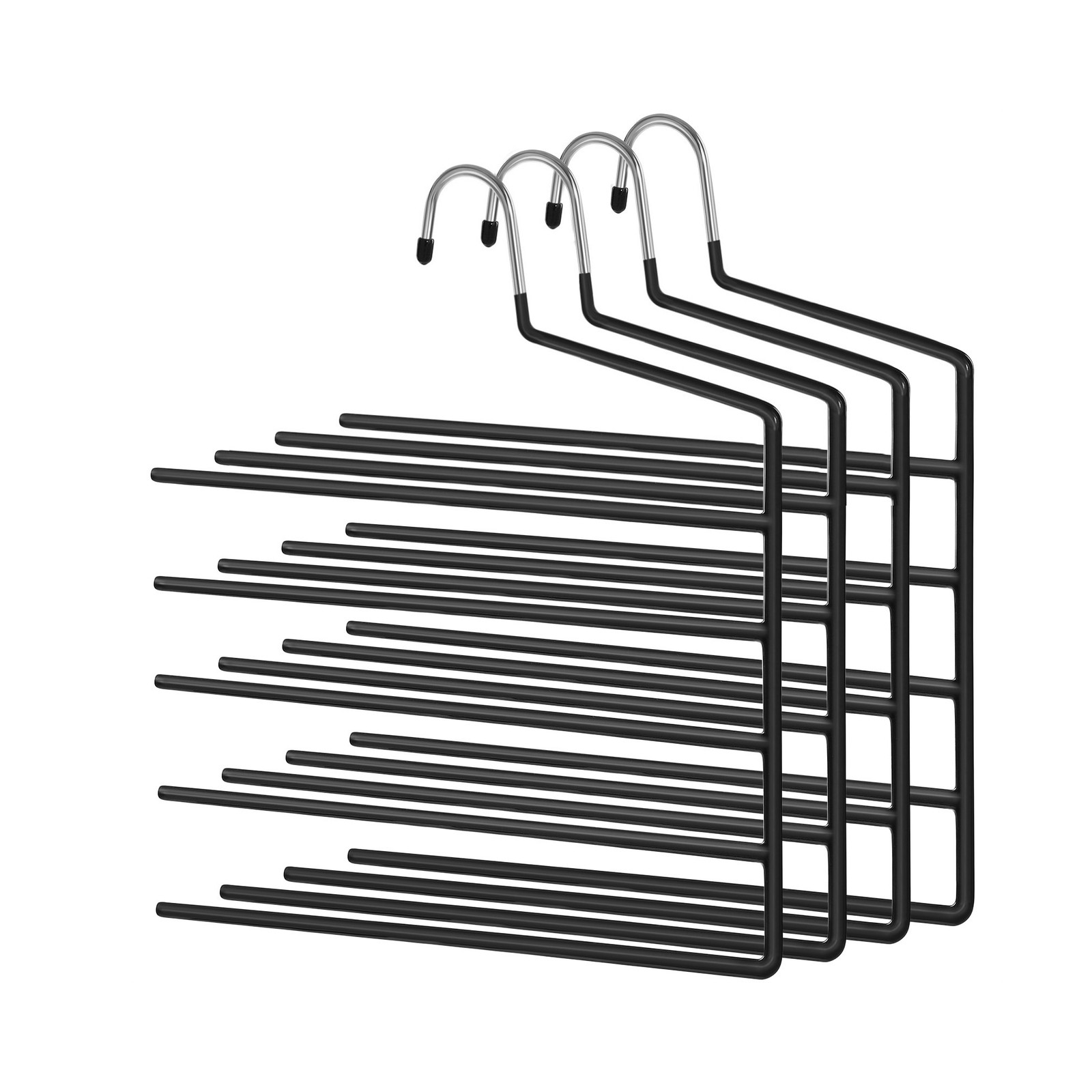 Monikerroksiset housuhenkarit, 4 kpl, musta, metalli PVC-pinnoitteella, 32 x 0,5 x 35 cm - Image 7