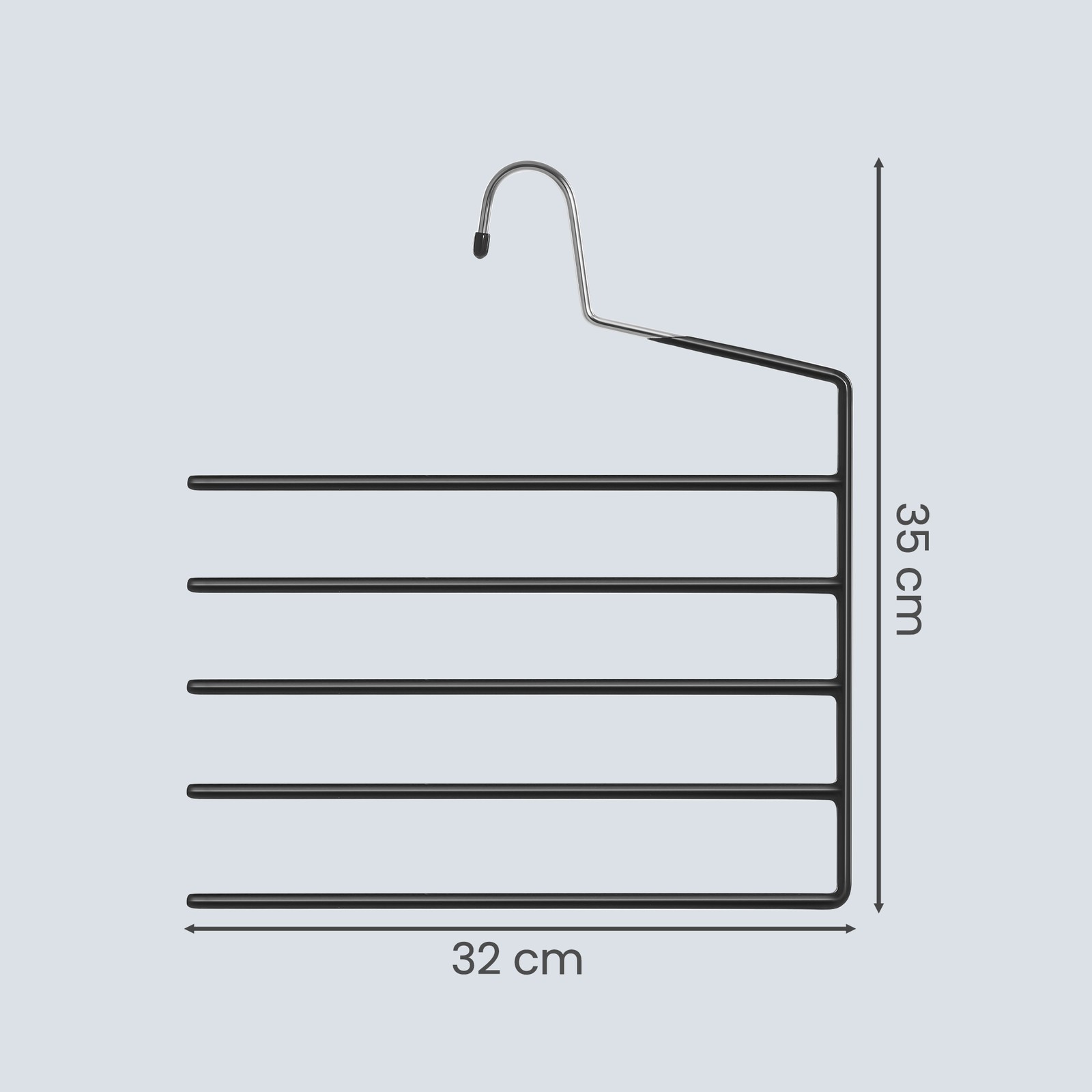 Monikerroksiset housuhenkarit, 4 kpl, musta, metalli PVC-pinnoitteella, 32 x 0,5 x 35 cm - Image 3