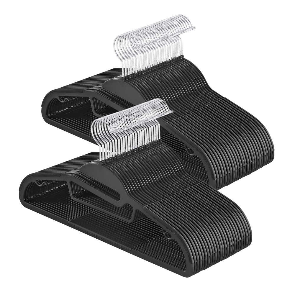 Plastikust riidepuud, 50 tk, avaga, 41 x 22 cm, mustad