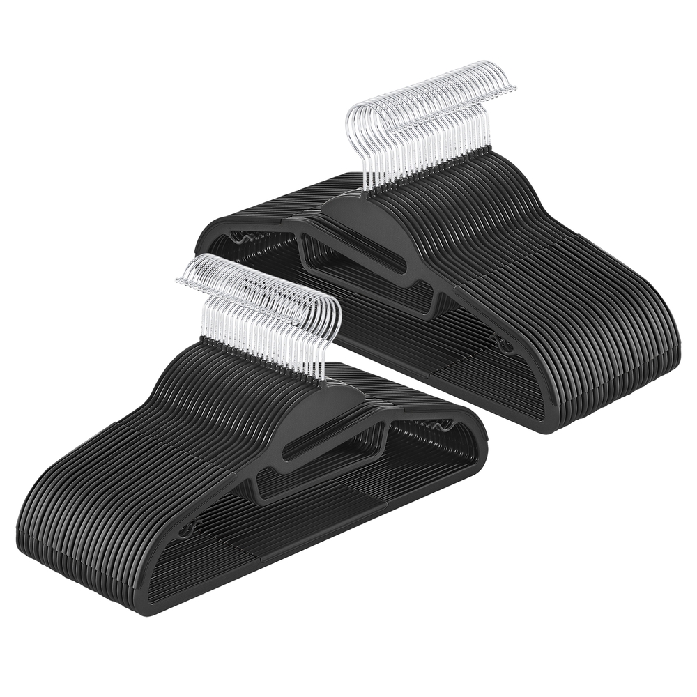 Plastmasas drēbju pakaramie, 50 gab., ar atvērumu, 41 x 22 cm, melni - Image 2