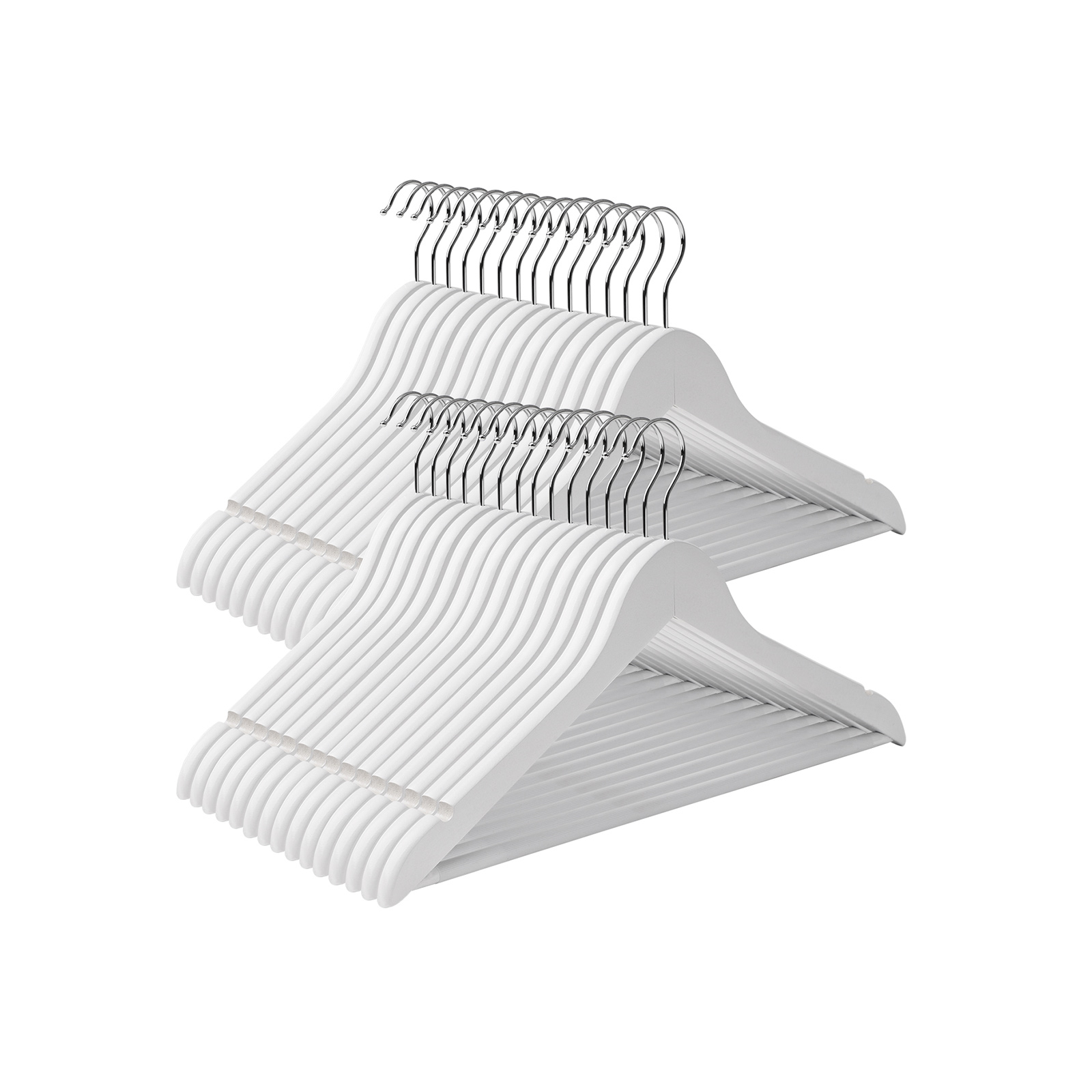 Puidust riidepuud, 30 tk, valged, vahtrapuidust, 44,5 x 1,2 x 23 cm
