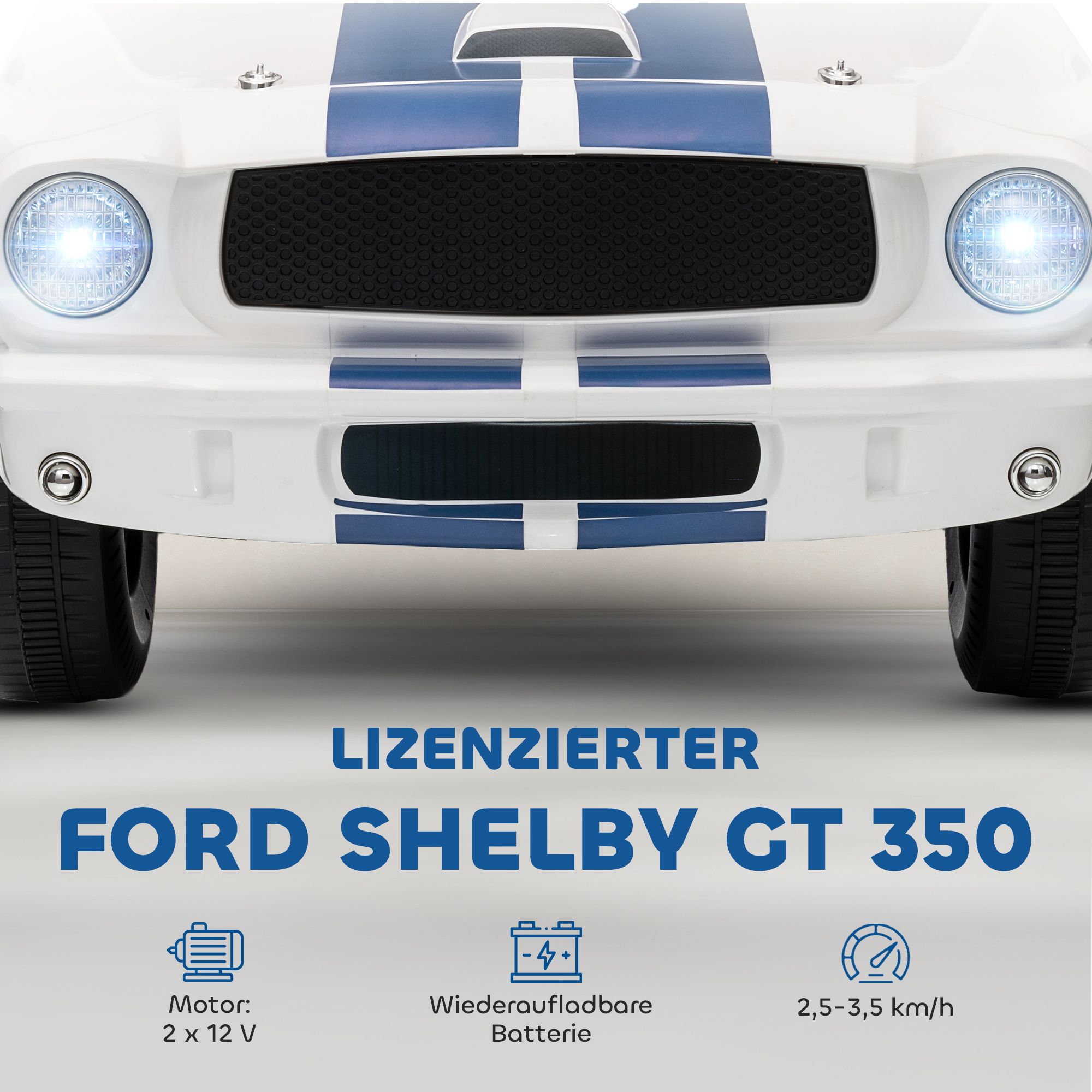 Laste elektriauto Ford Shelby GT 350, 12V, valge, 97 x 51,5 x 46,5 cm - Image 4