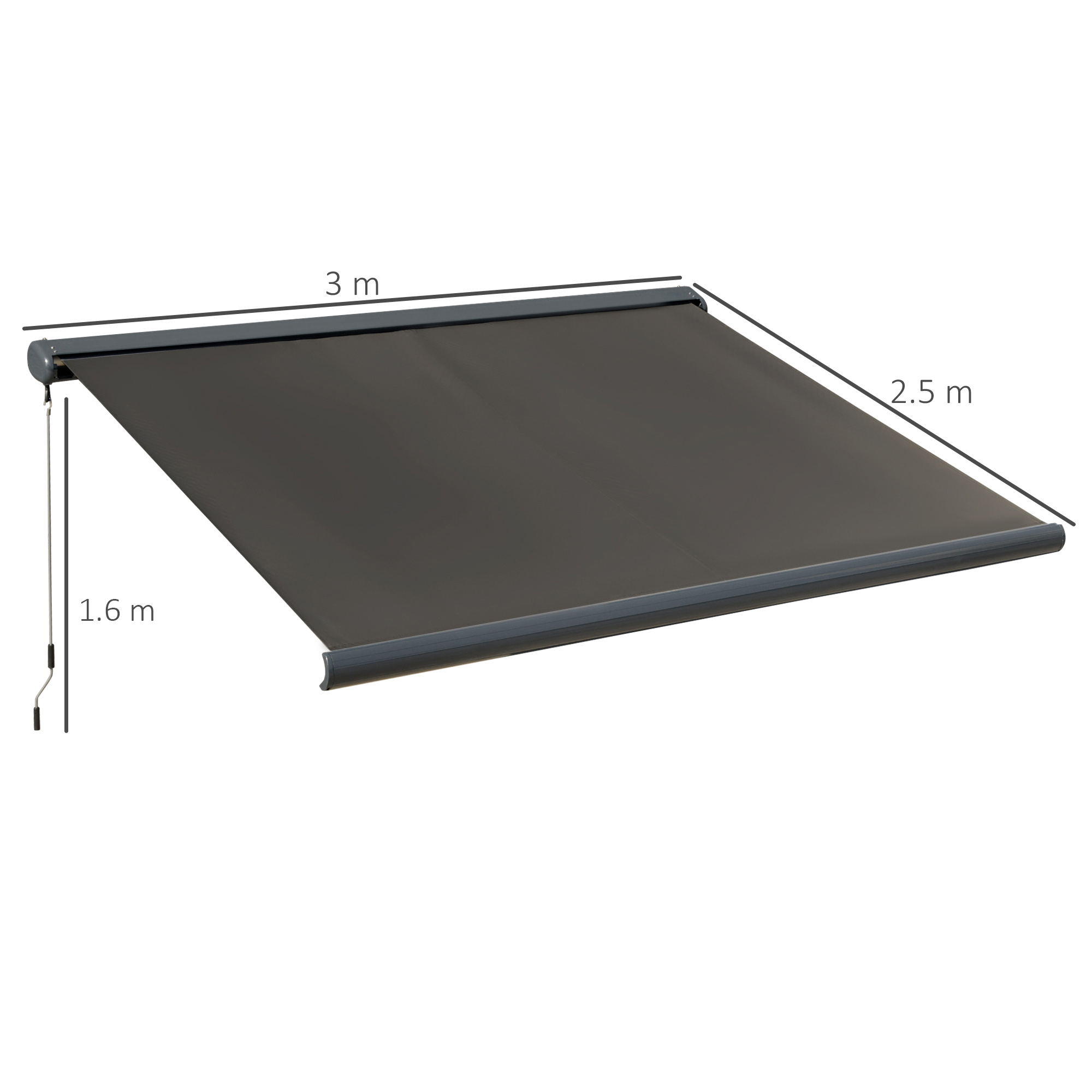 Elektrinė markizė su nuotolinio valdymo pultu, tamsiai pilka, 300 x 250 cm - Image 3