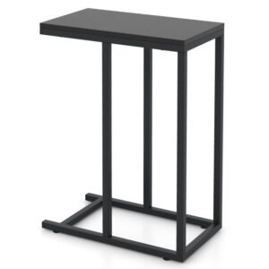 C-kujuline diivanilaud ja voodilauake 64cm metallraamiga, rustikaalne tamm, must