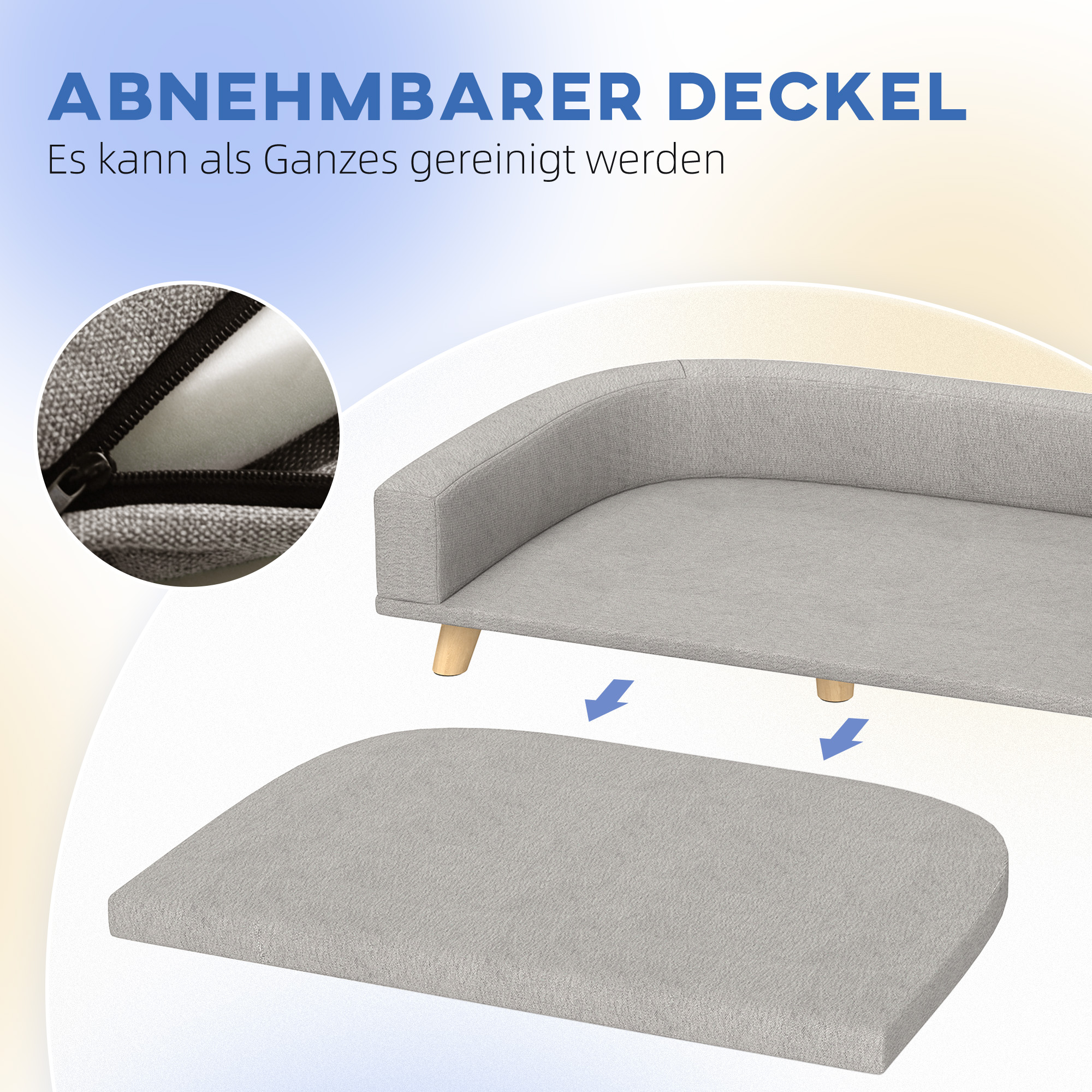 Šuns sofa dideliems šunims iki 30 kg, pilka, 98 x 67 x 25 cm - Image 5