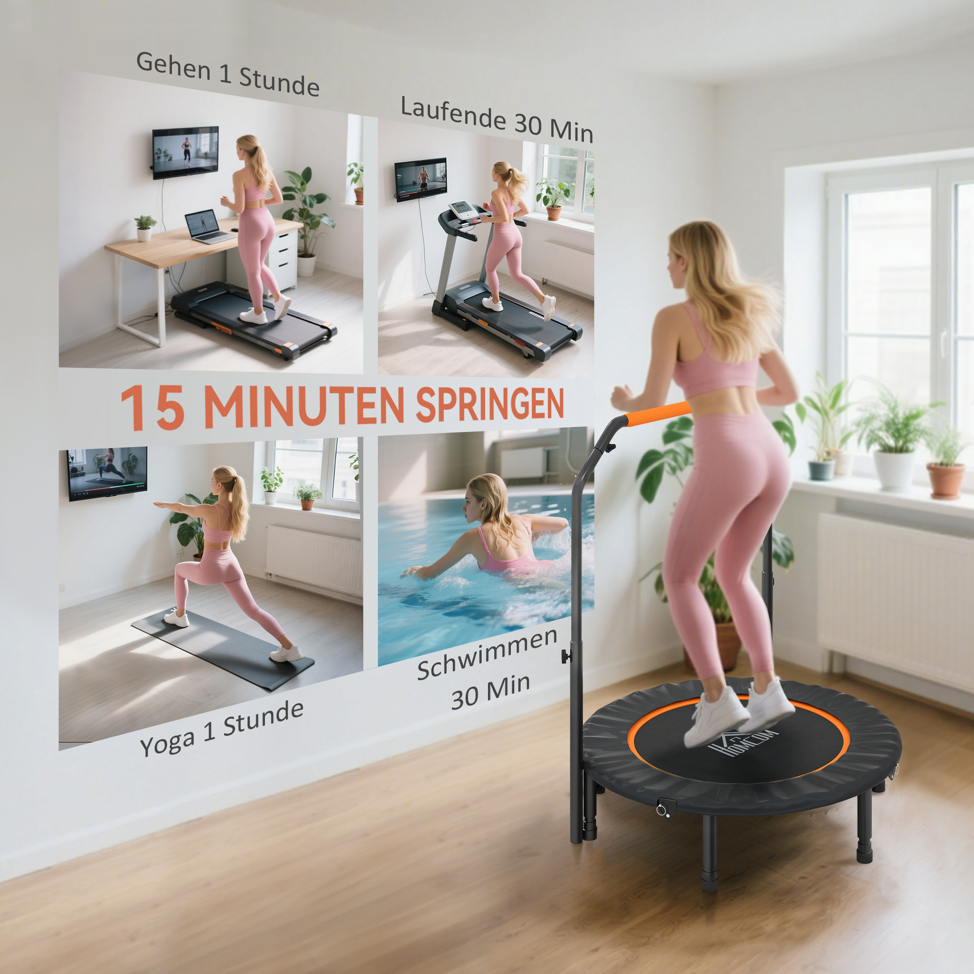 Sulankstomas fitneso batutas su reguliuojama rankena, Ø102 cm, juodas - Image 7