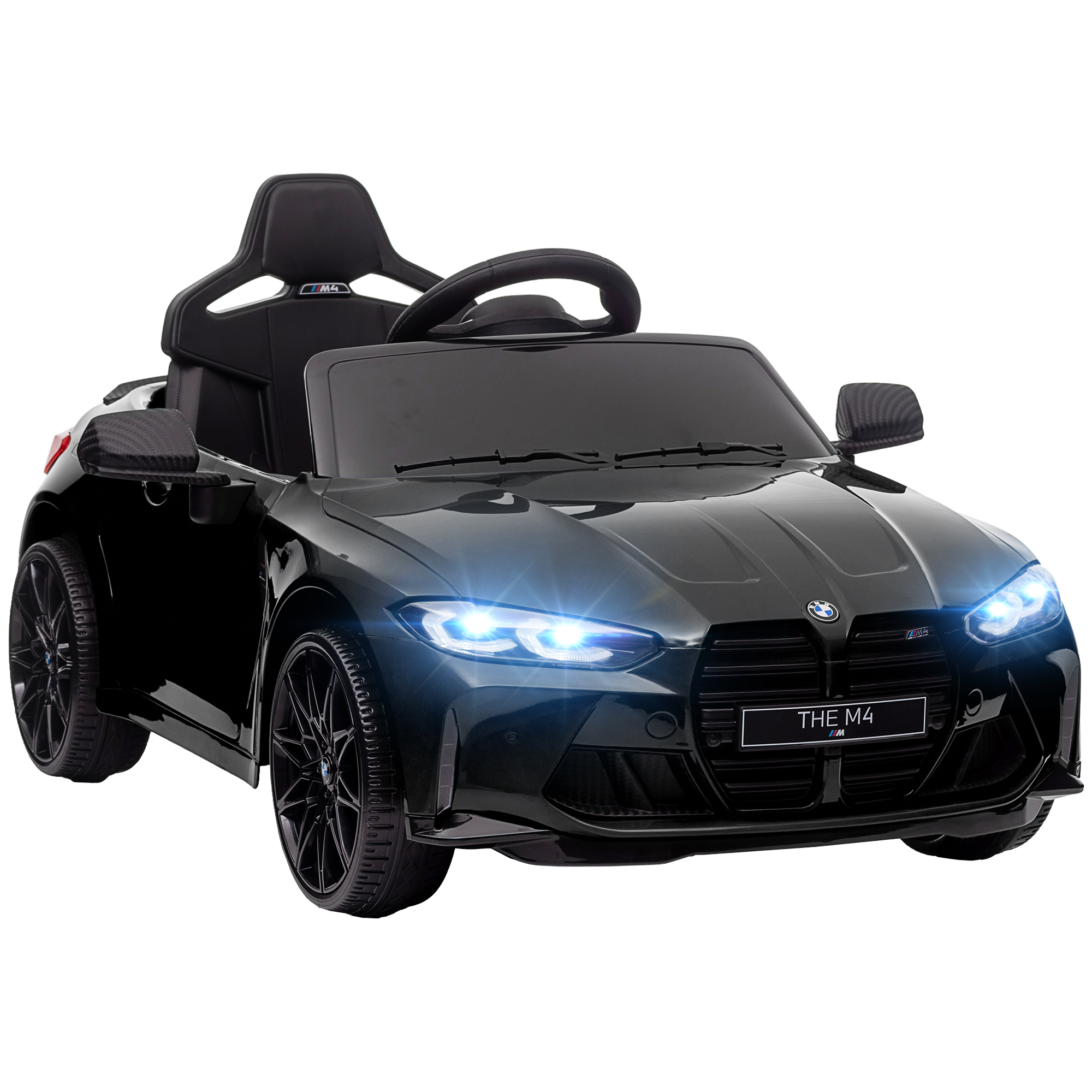 BMW M4 elektrinis vaikiškas automobilis, juodas, 108 x 69,5 x 51 cm