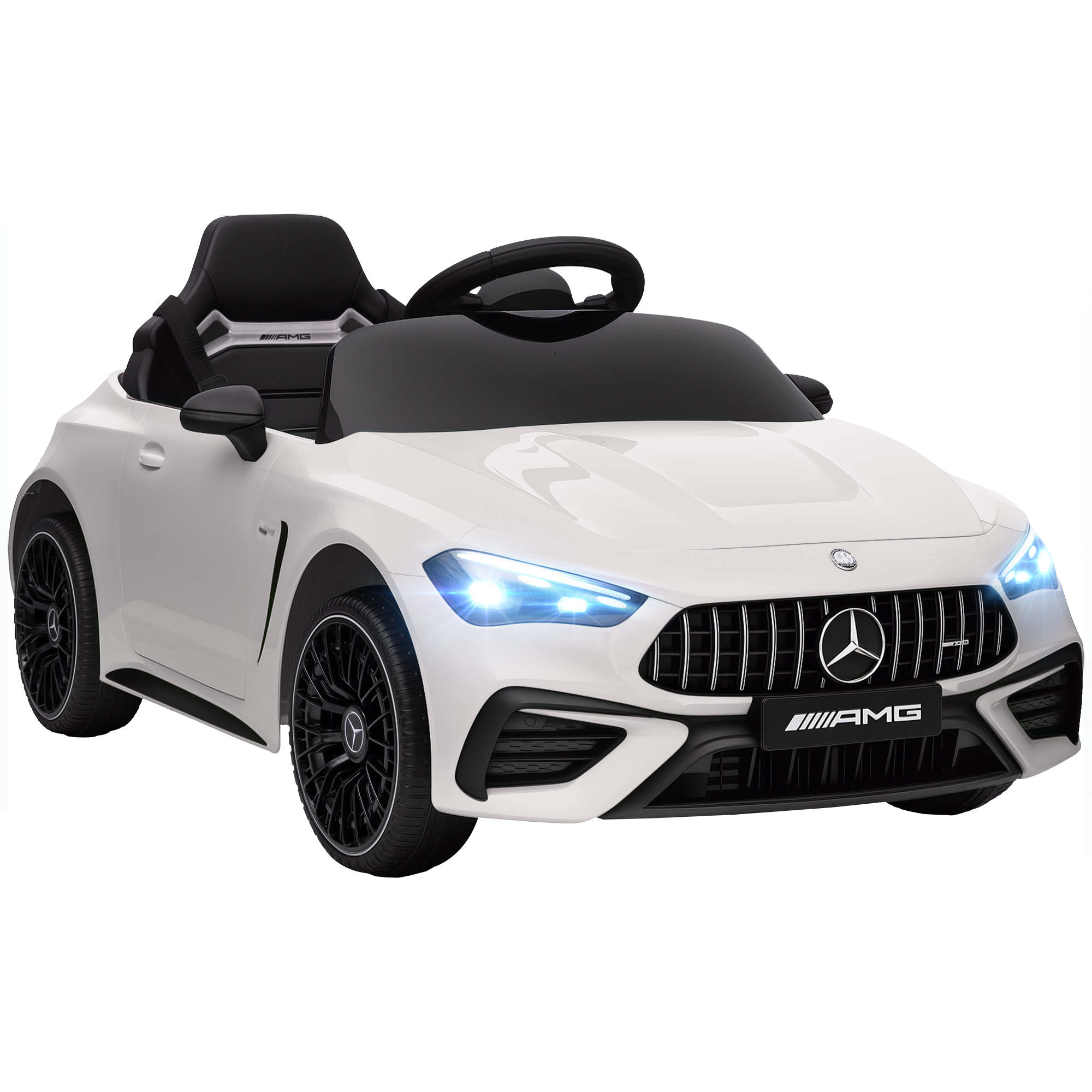 Laste elektriauto Mercedes-AMG disainiga, valge, 99 x 55 x 43 cm