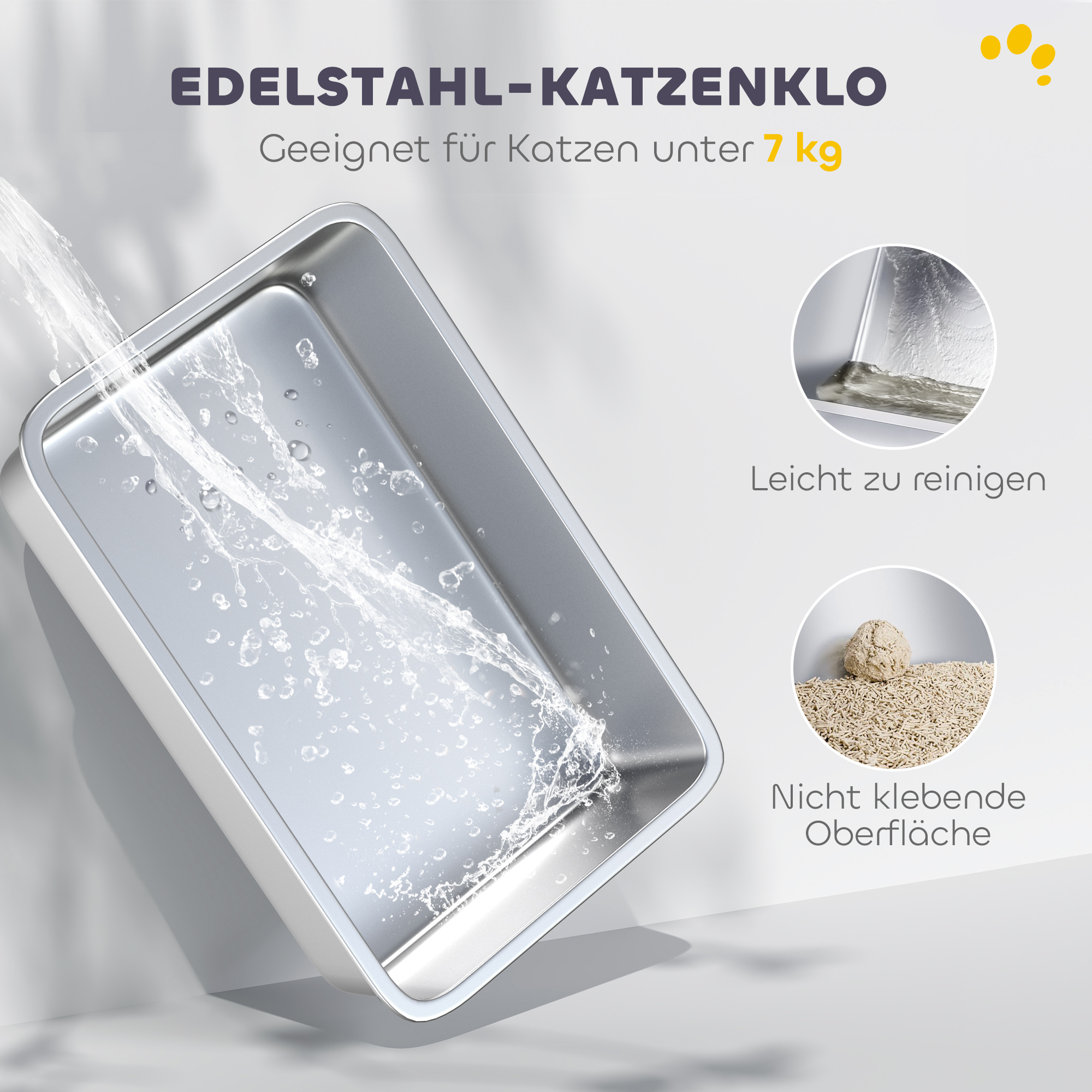 Kastenei paredzēta noslēgta tualete ar vāku, nerūsējošais tērauds, balta pelēka, 60,4 x 40,4 x 41,8 cm - Image 4