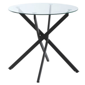 Moderni ruokapöytä lasikannella, 80 cm, musta