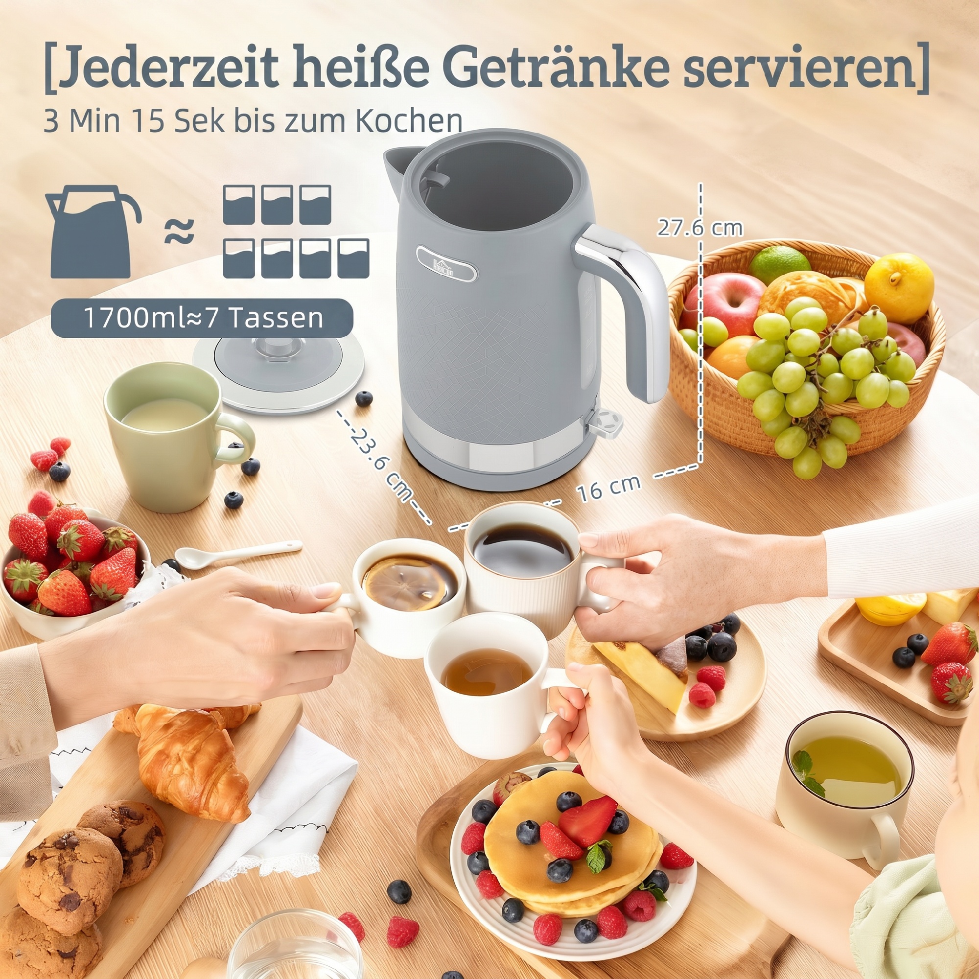Arbatinuko ir skrudintuvo rinkinys, pilkas, 1,7 l, 2200 W - Image 4