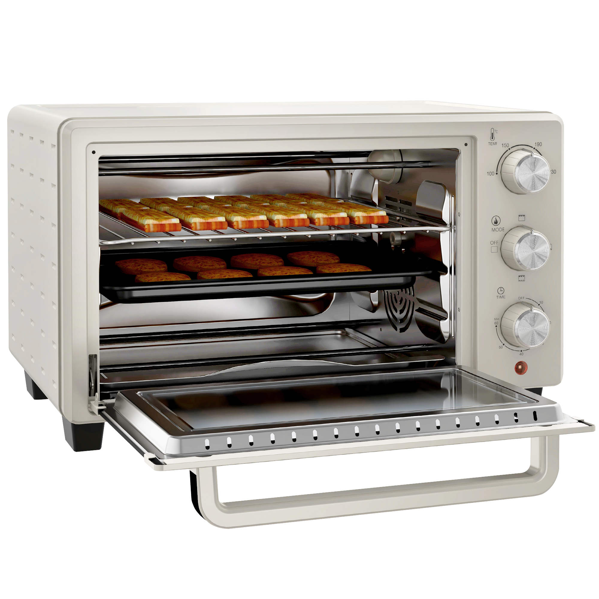 Mini orkaitė, 21 l, 1400 W, kreminė balta, nerūdijantis plienas