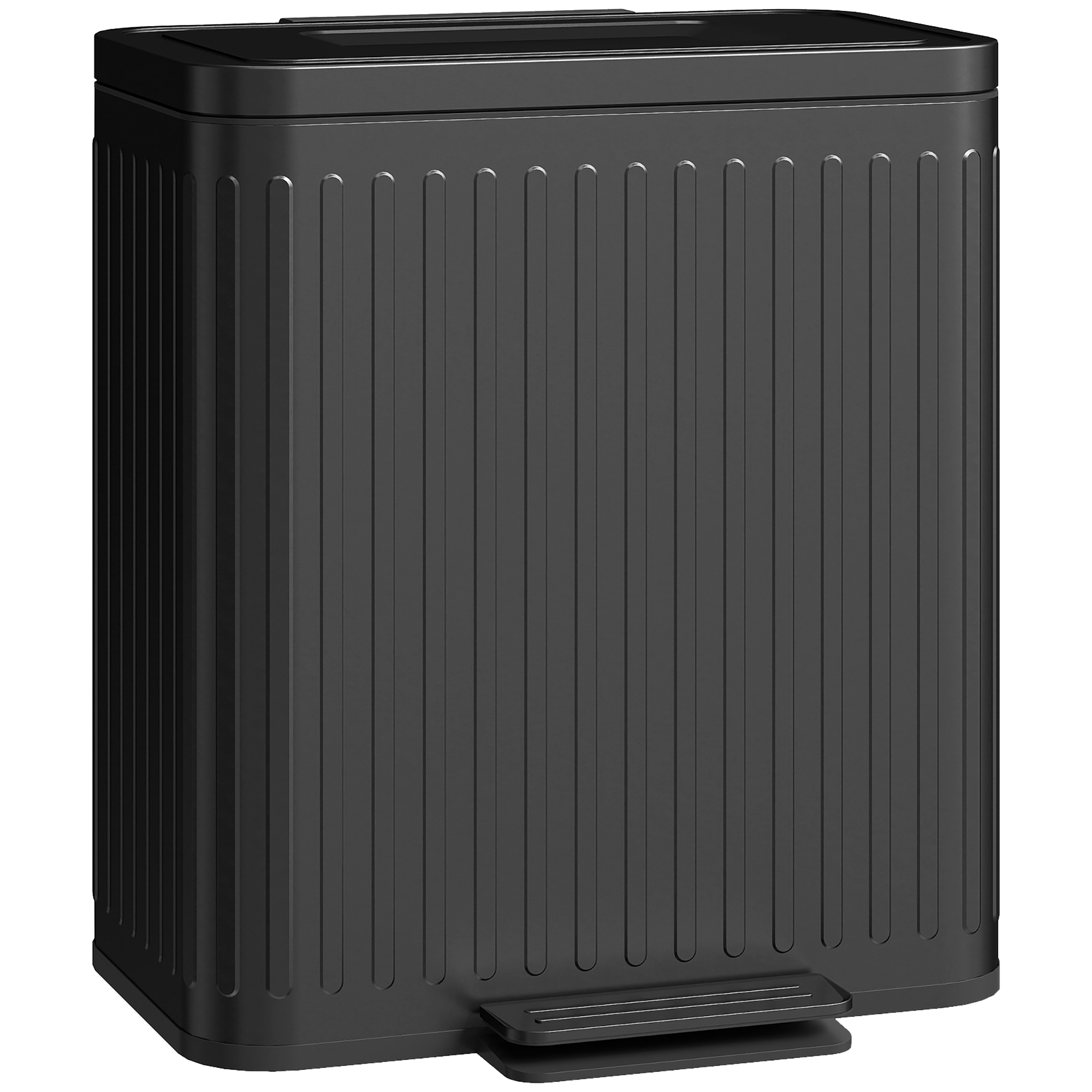 Virtuvės šiukšliadėžė, 2 x 20 l skyriai, juoda, metalas ir plastikas, 45,5 x 36,5 x 51 cm