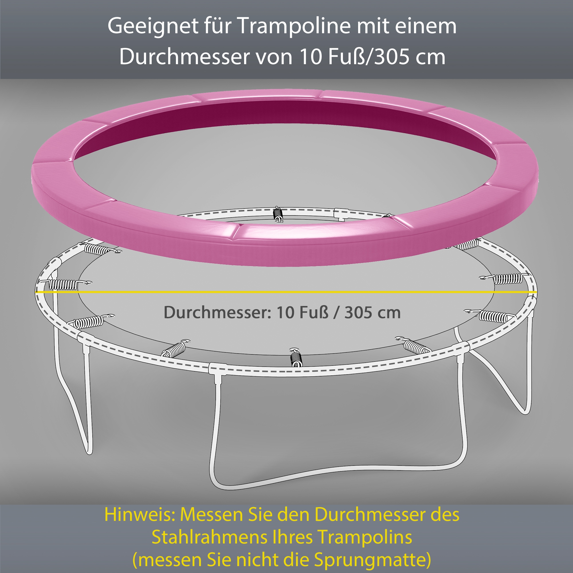 Trampolino krašto apsauga, Ø305 x 30 cm, rožinė - Image 4