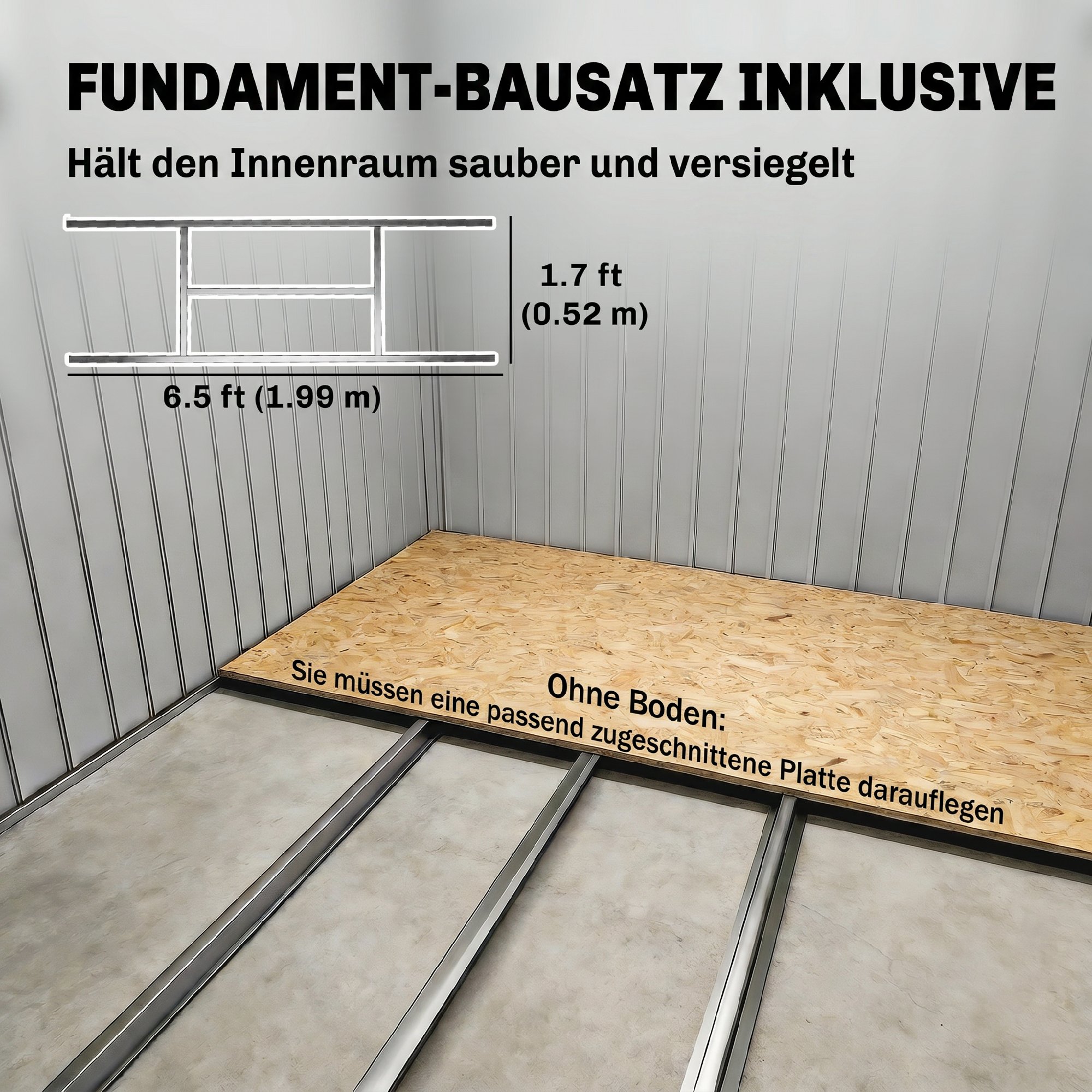 Puutarhavaja tuuletusikkunoilla ja liukuovilla, galvanoitu teräs, 213 x 130 x 172 cm, vaaleanharmaa - Image 5
