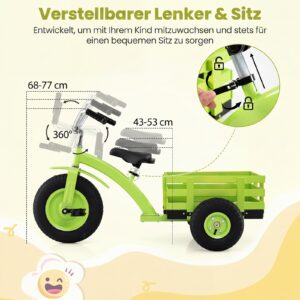 Laste kolmerattaline jalgratas 15-tolliste täispuhutavate kummirehvidega, roheline