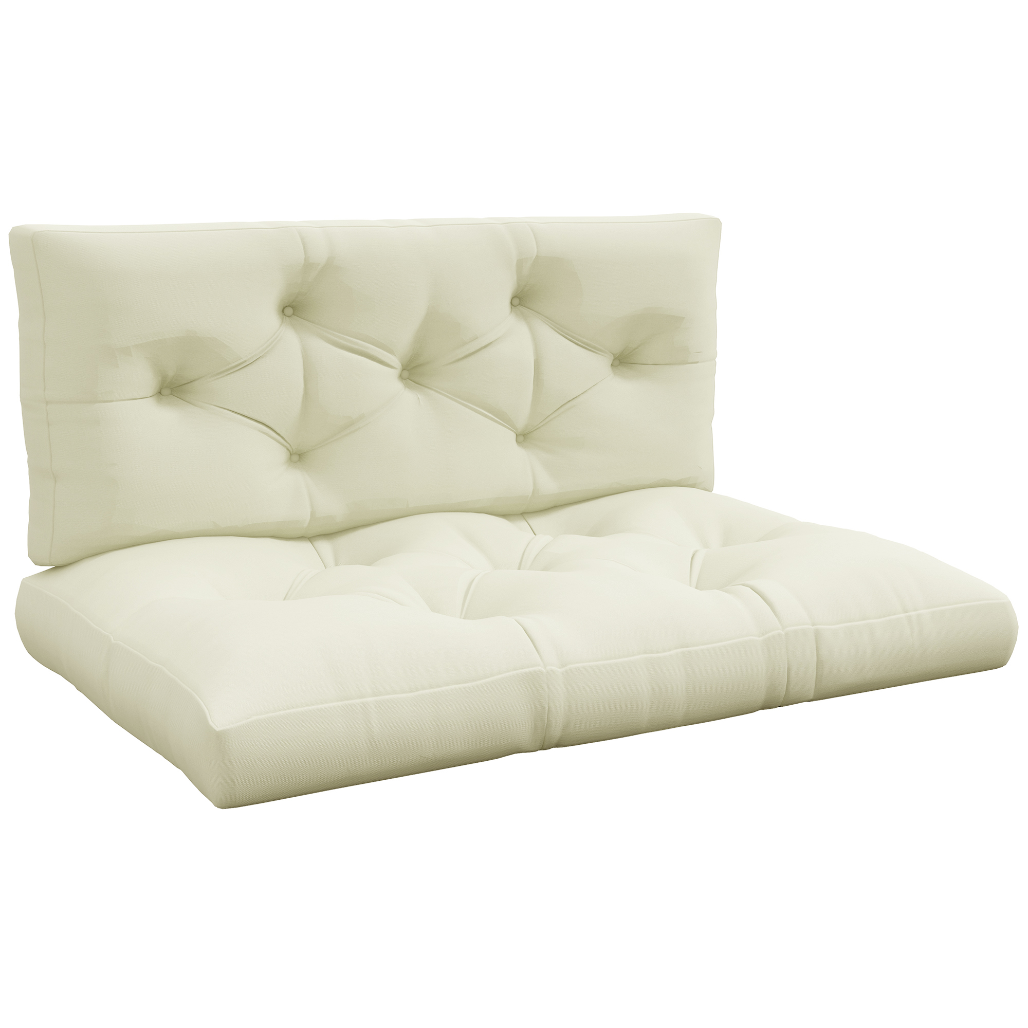 2-osaline istmepadja komplekt, kreemvalge, 120 x 80 x 12 cm