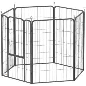 Koiratarha 6 paneelilla, musta, teräs, 100 cm