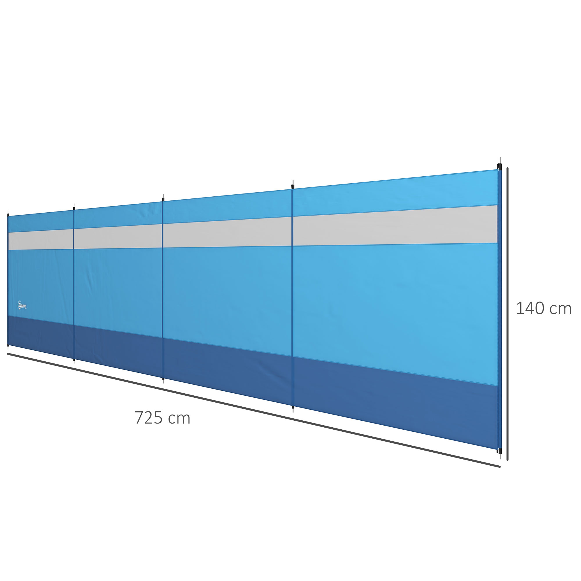 Vėjo užtvara su langeliu ir nešiojimo krepšiu, plieniniai strypai, 725 x 140 cm, mėlyna - Image 3