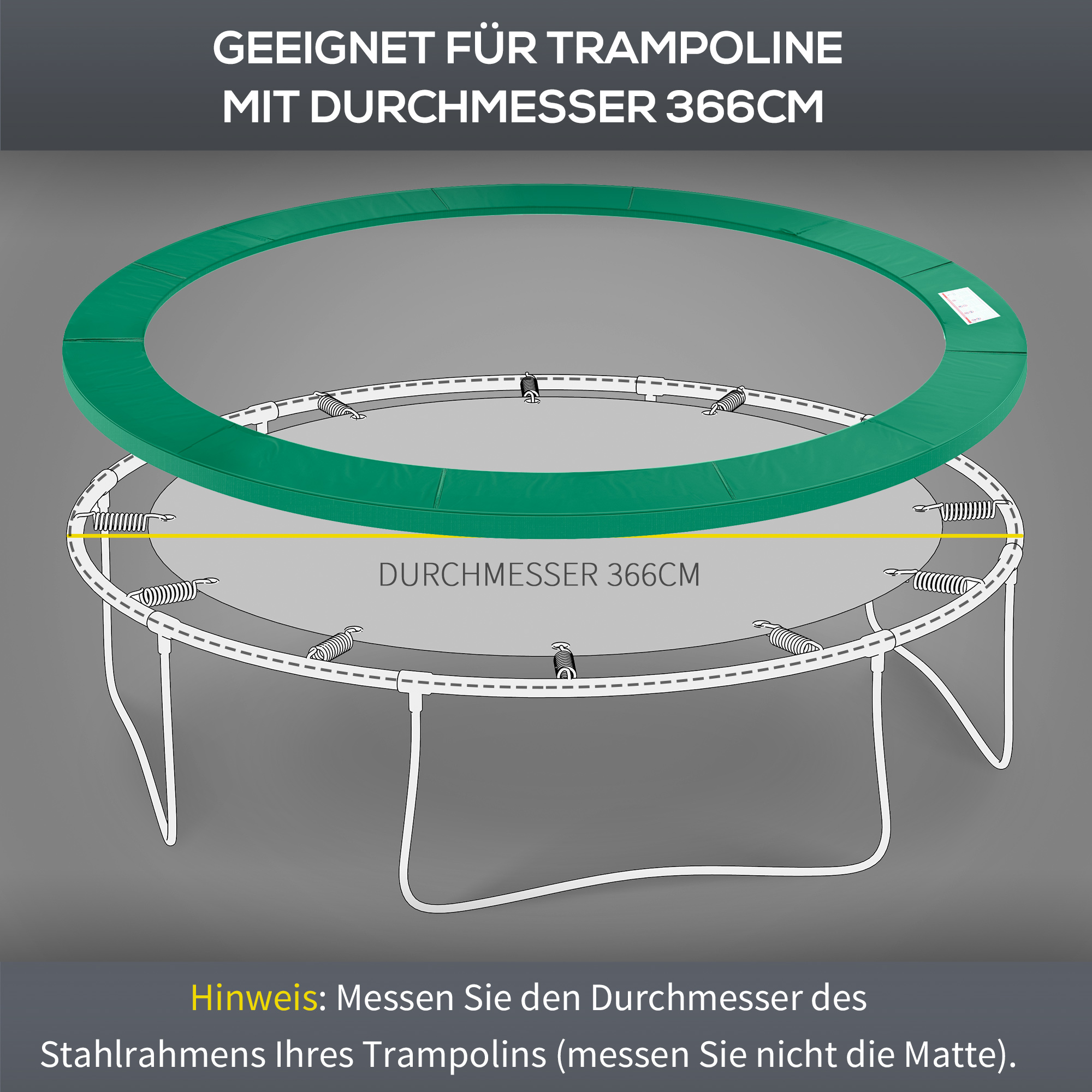 Trampolino apsauginė krašto danga, Ø 366 cm, žalia - Image 5