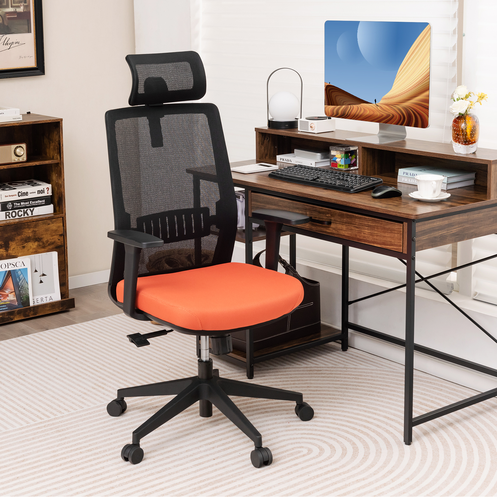 Ergonominen toimistotuoli selkätuella musta - Image 2