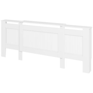 Radiatora apmale ar lamelēm, regulējams garums 125-201 cm, MDF, balta