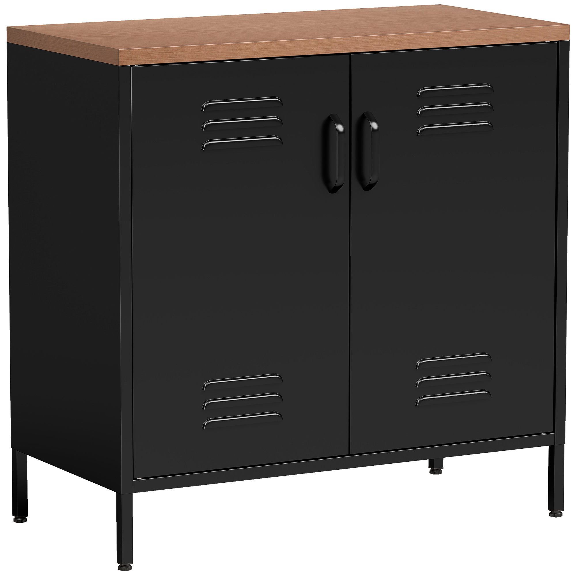 Juoda pramoninio stiliaus metalinė indauja su 2 durimis, 80 × 40 × 80 cm