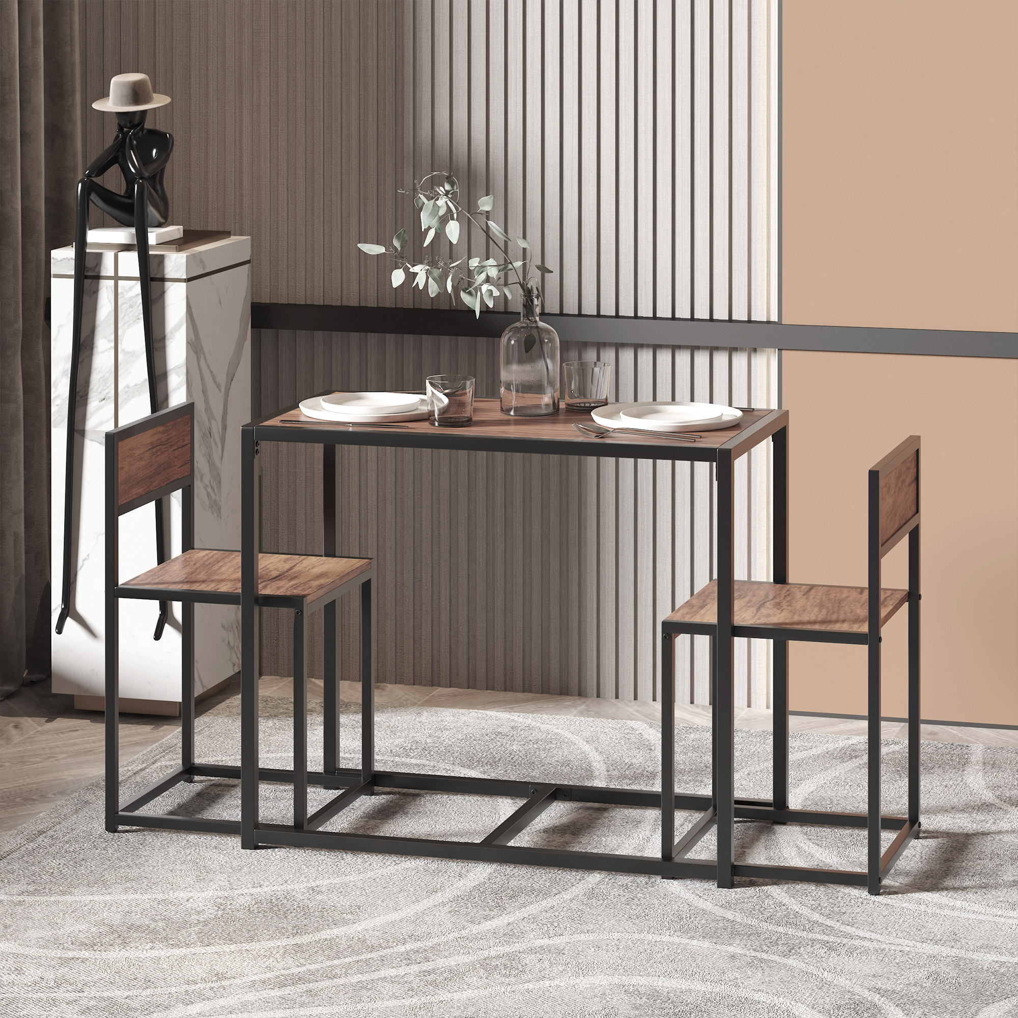 3 daļu bāra galda komplekts, dabīga, melna, MDF, tērauds, 90 x 47 x 76 cm - Image 7