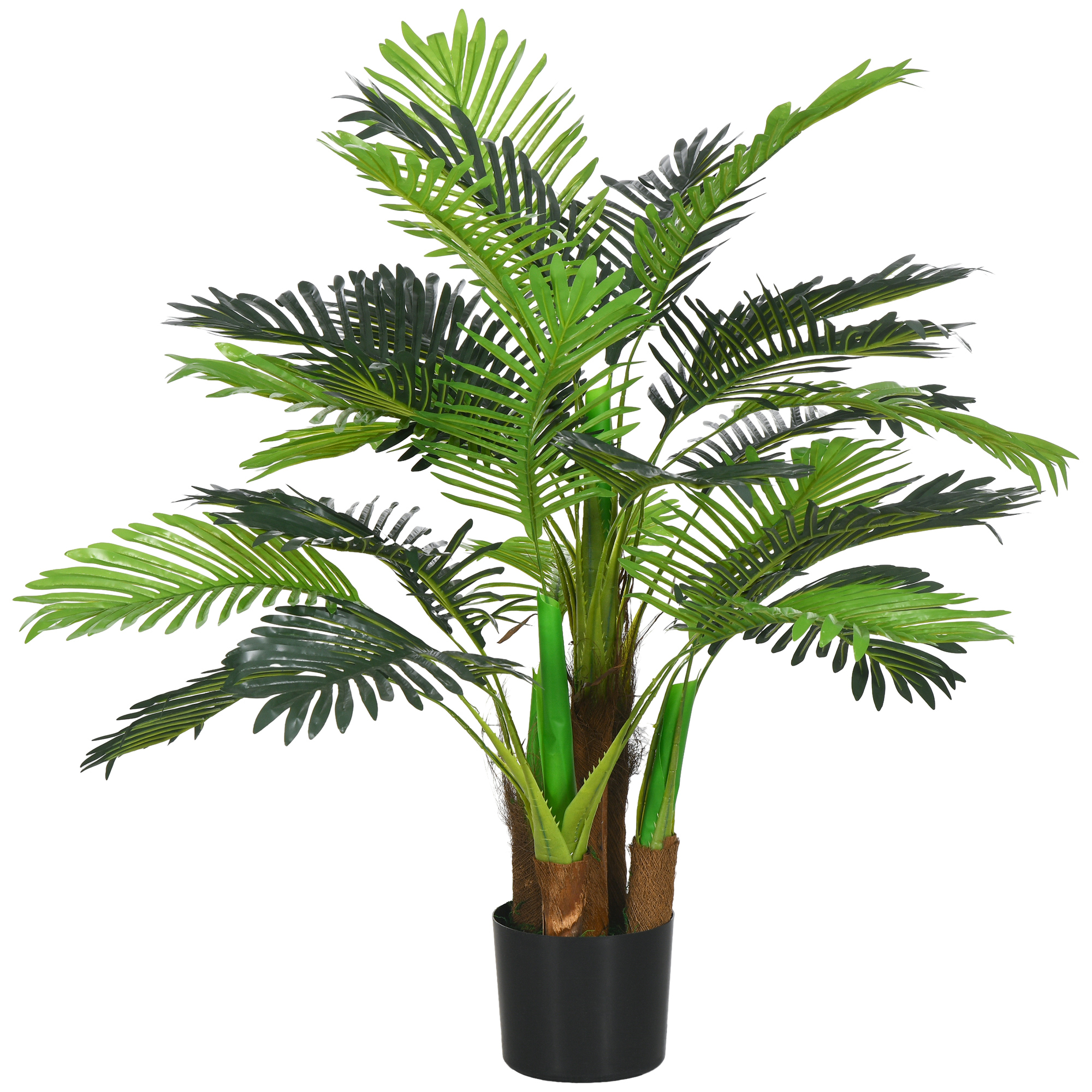 Dirbtinė palmė, 1 m, žalios ir rudos spalvos, plastikas, su vazonu