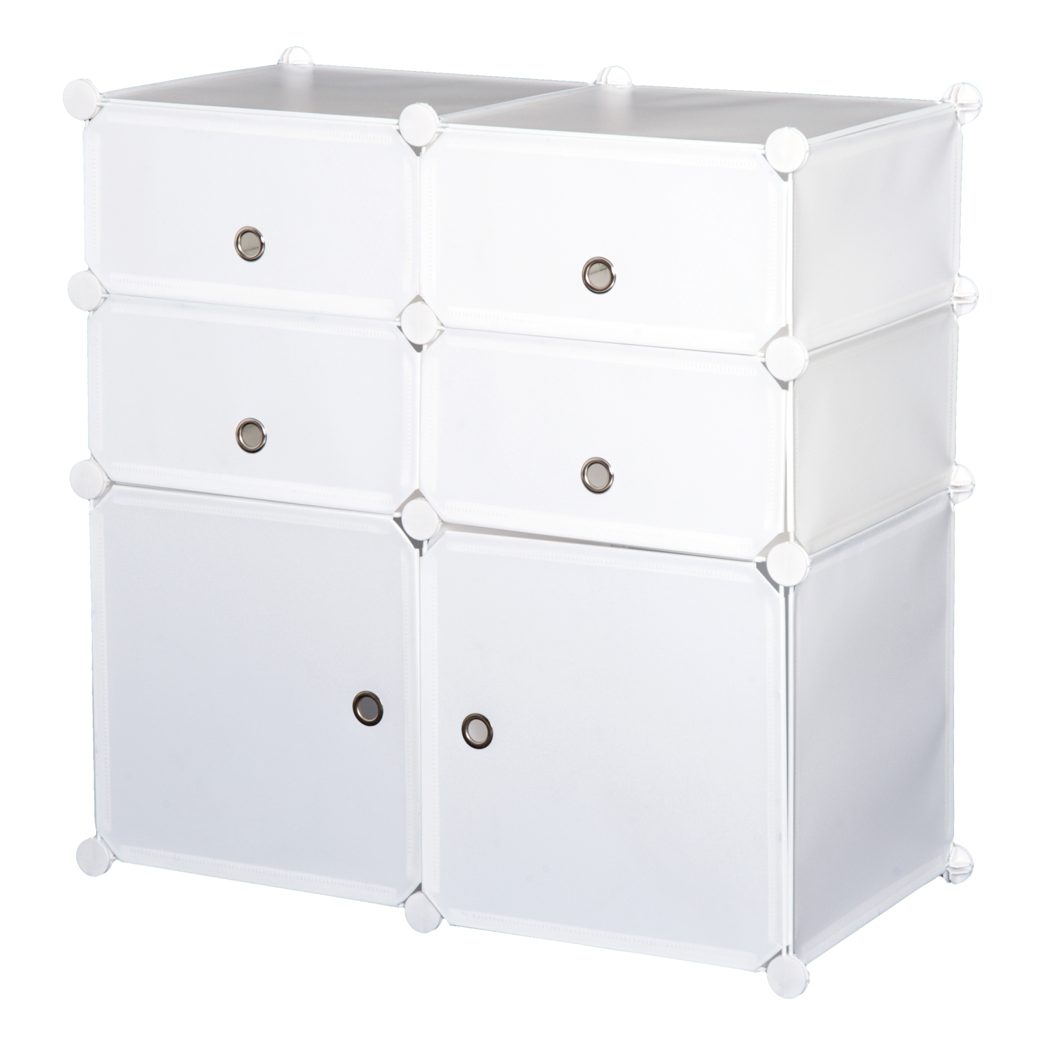 Valge modulaarne 6-osaline jalatsikapp, 75 × 37 × 73 cm