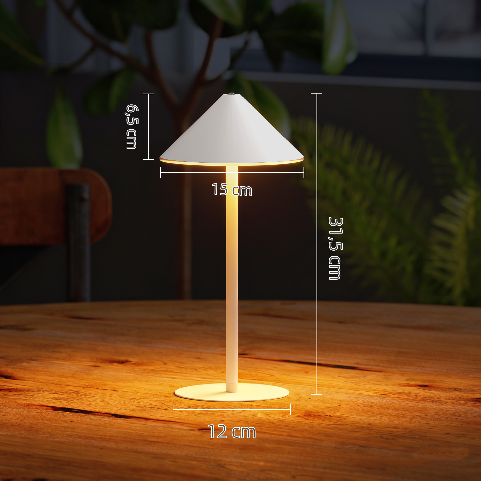 2 vnt. LED stalinė lempa su USB kabeliu, jutikliniu jungikliu, metalinė, balta - Image 3