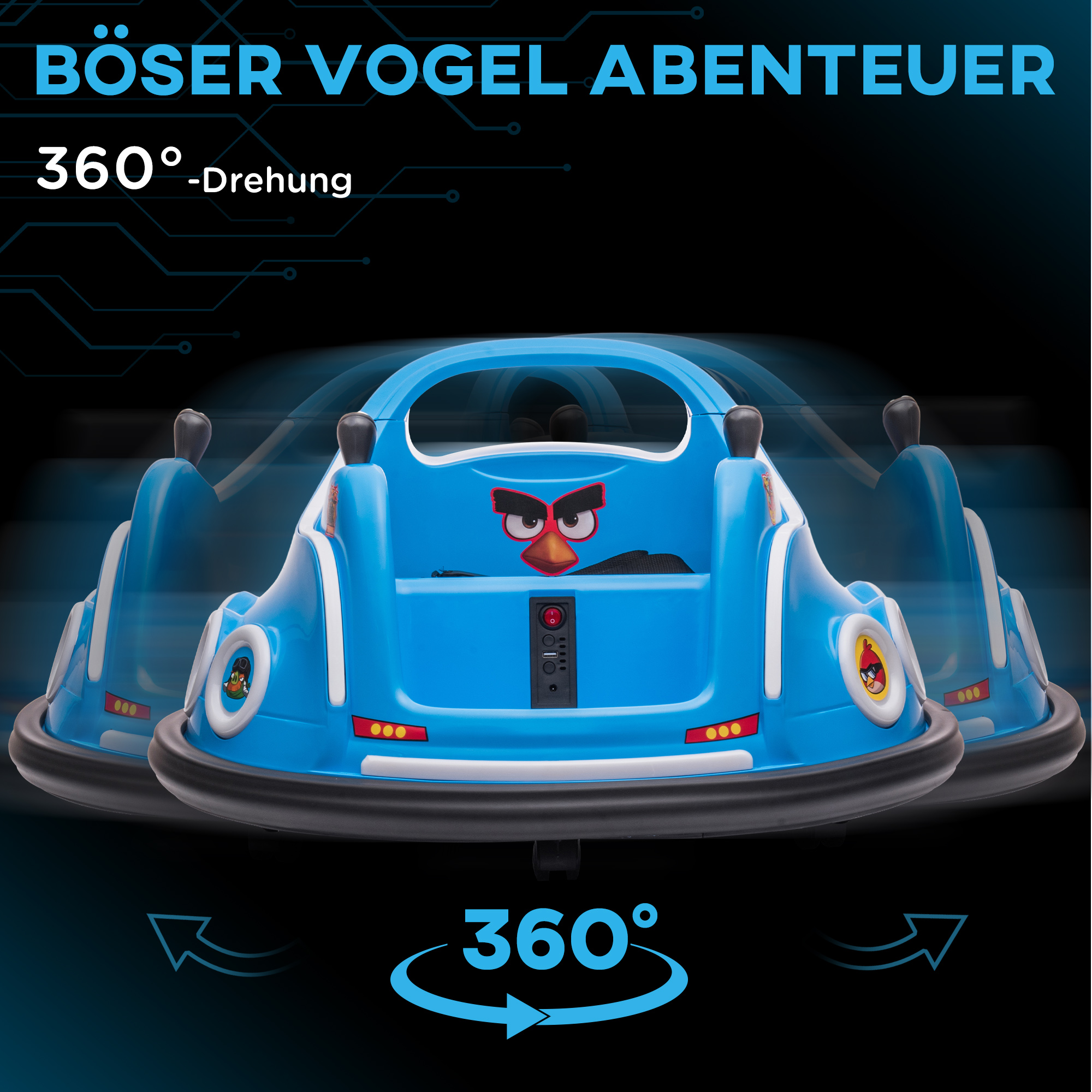 Vaikiškas elektrinis automobilis Angry Bird, mėlynas, 73 x 73 x 44 cm - Image 4