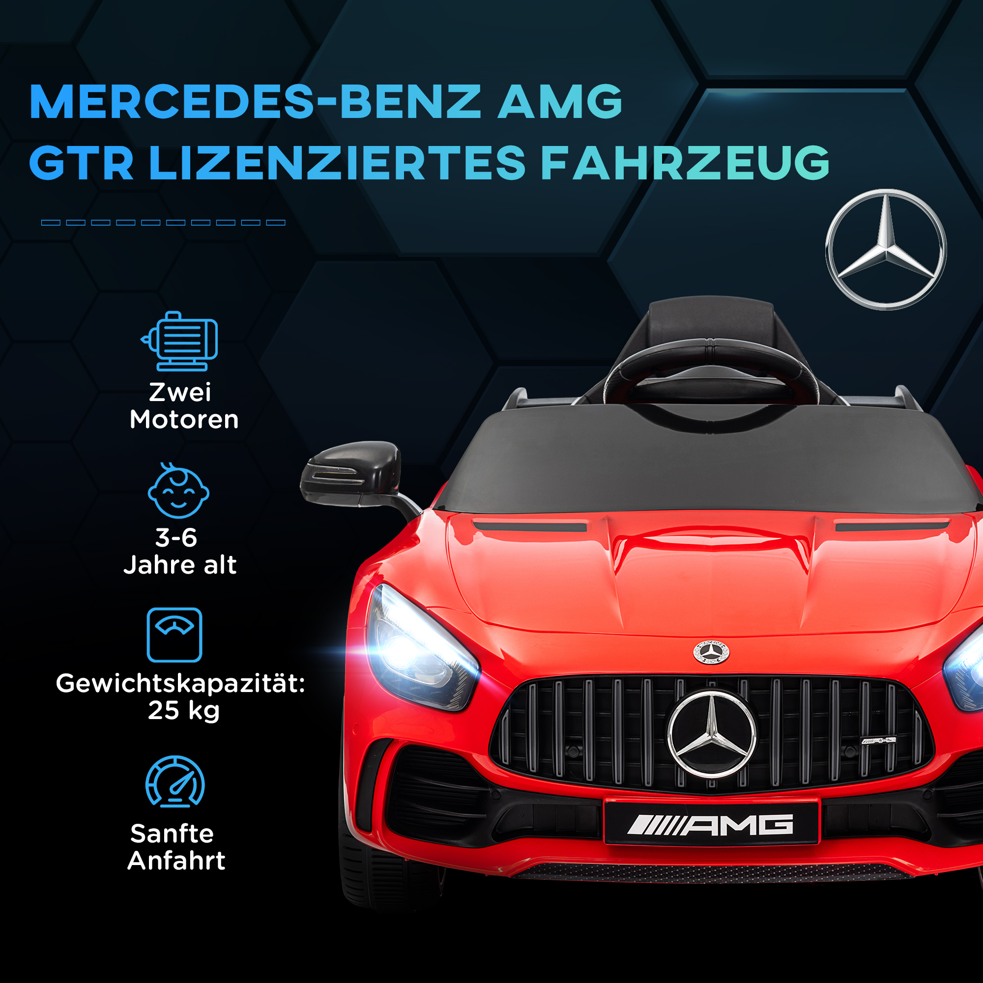 Elektrinis vaikiškas automobilis Mercedes-Benz AMG GTR, raudonas, 108 x 67 x 46 cm, 12V - Image 4