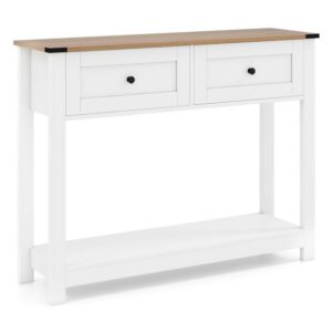 Farmhouse konsoles galds 106x30x82 cm balts