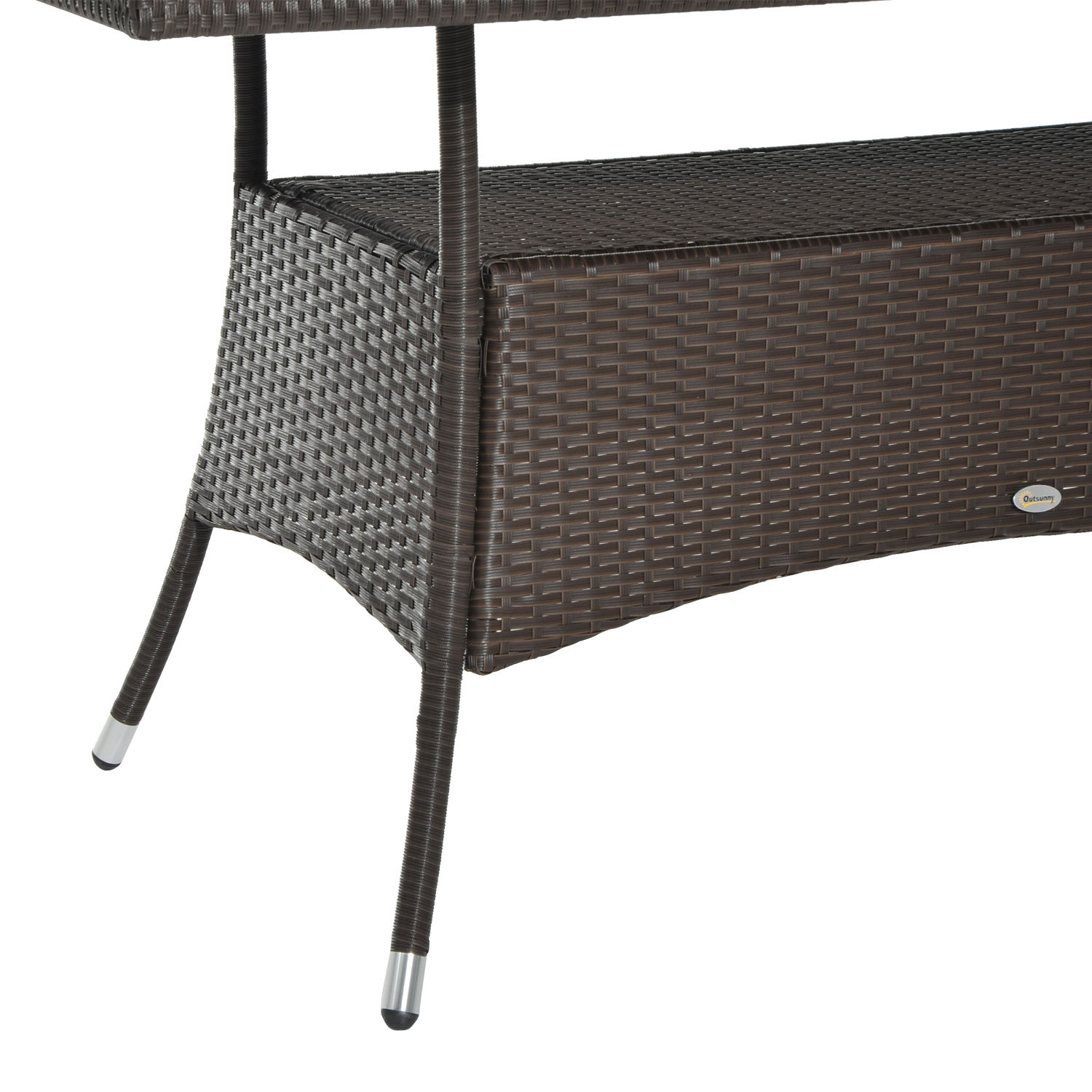 Sodo valgomojo stalas, poliratano, saugumo stiklas, rudas / juodas, 150 x 85 x 74 cm - Image 9