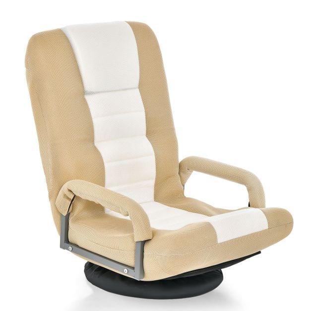 360° kääntyvä lattiatuoli, 6-asentoinen selkänoja, beige