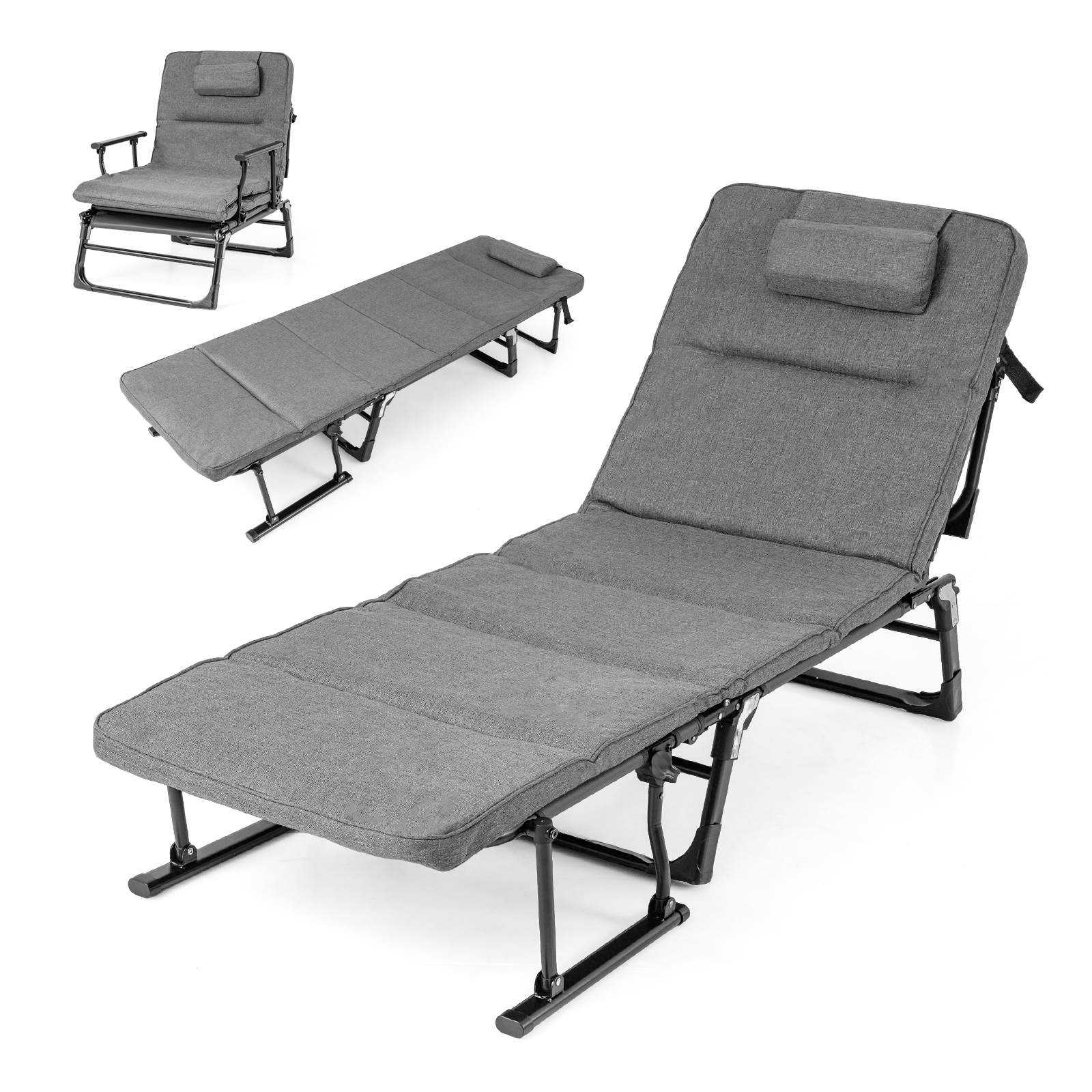 3-in-1 taitettava retkisänky patjalla RTNP12627GR - Image 4